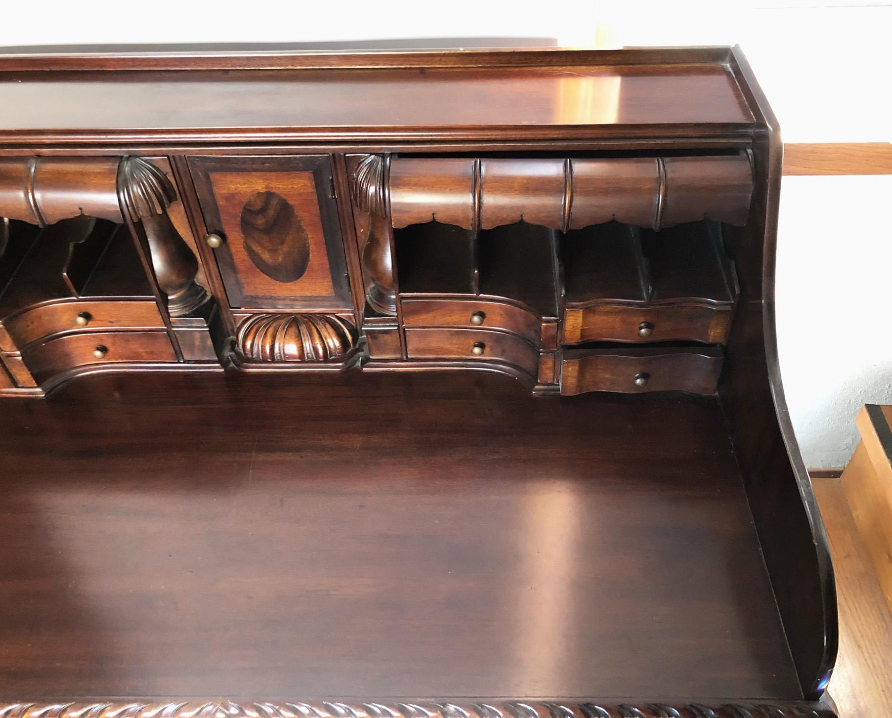 Solid Mahogany Desk, with Secret Drawers, Shellac Finish at 1stDibs