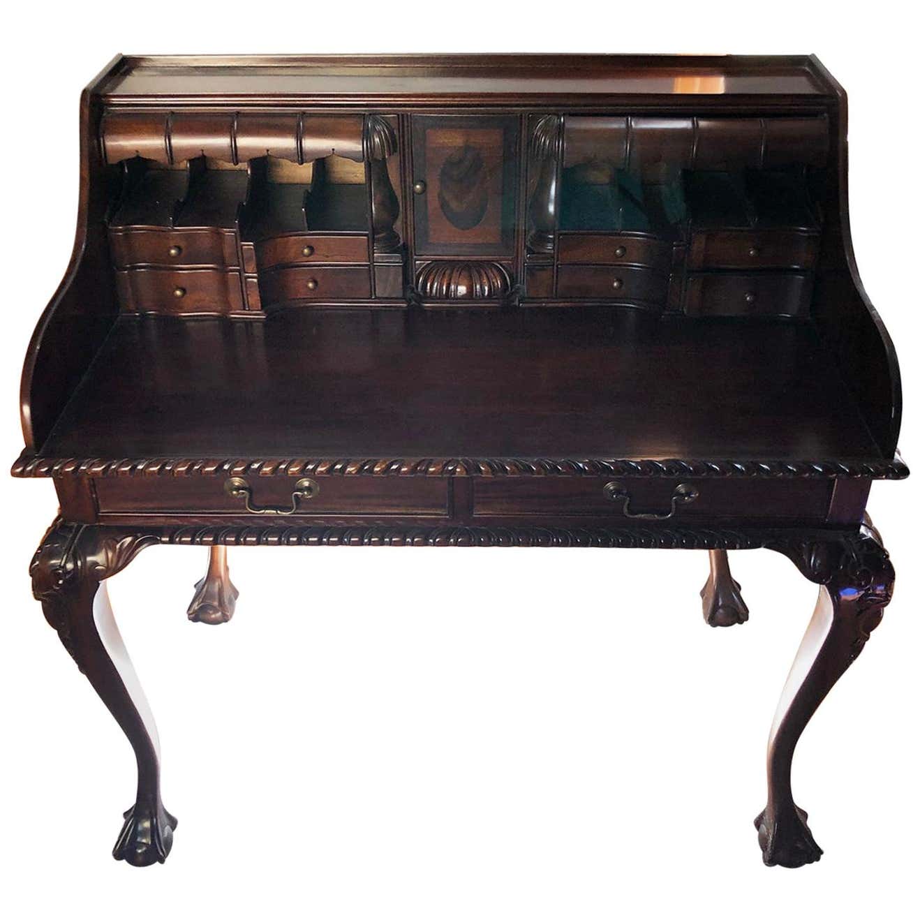 Shellac Desk Solid Mahogany Desk, with Secret Drawers, Shellac Finish For Sale at ...