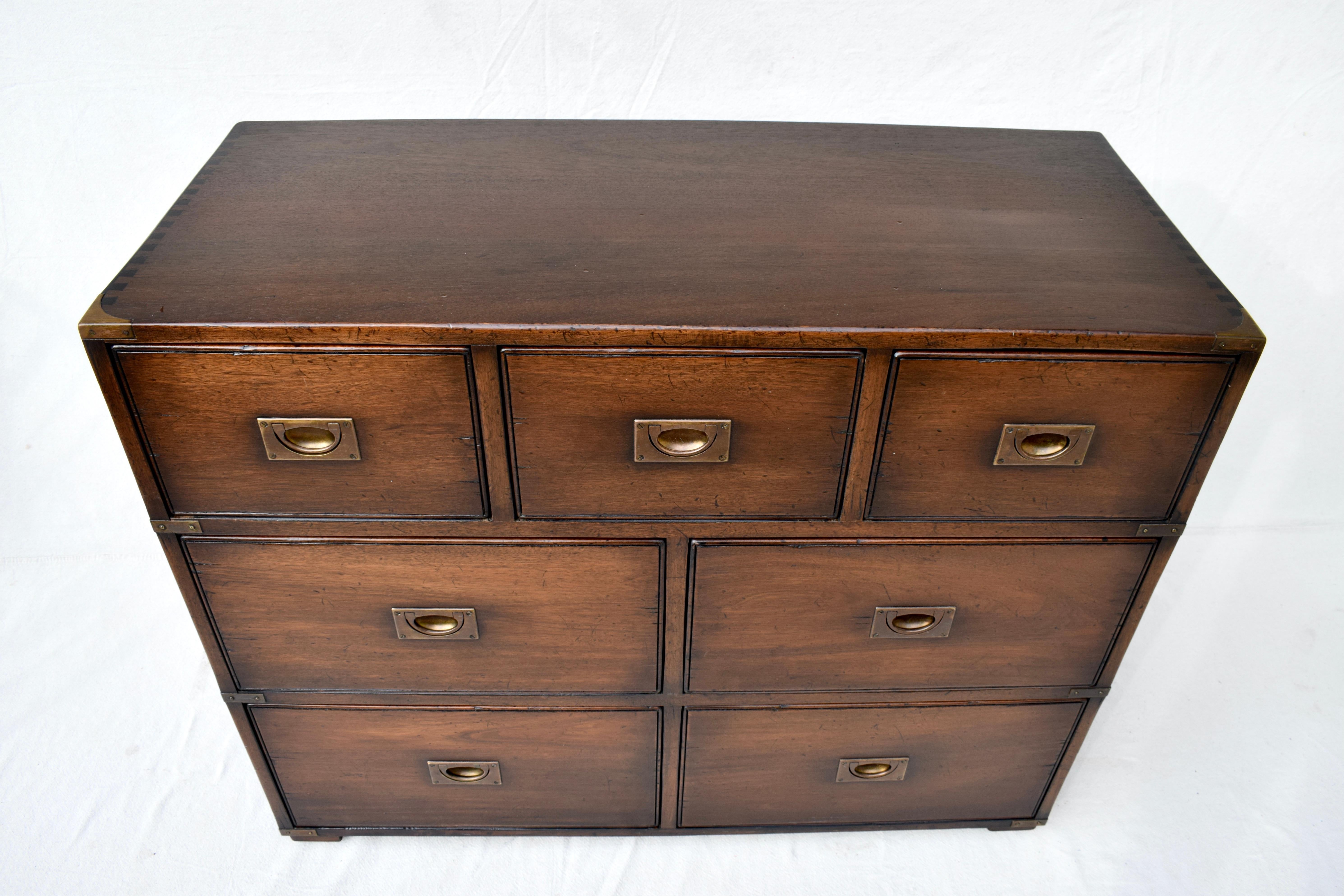 Solid Mahogany English Campaign Chest of Drawers 8