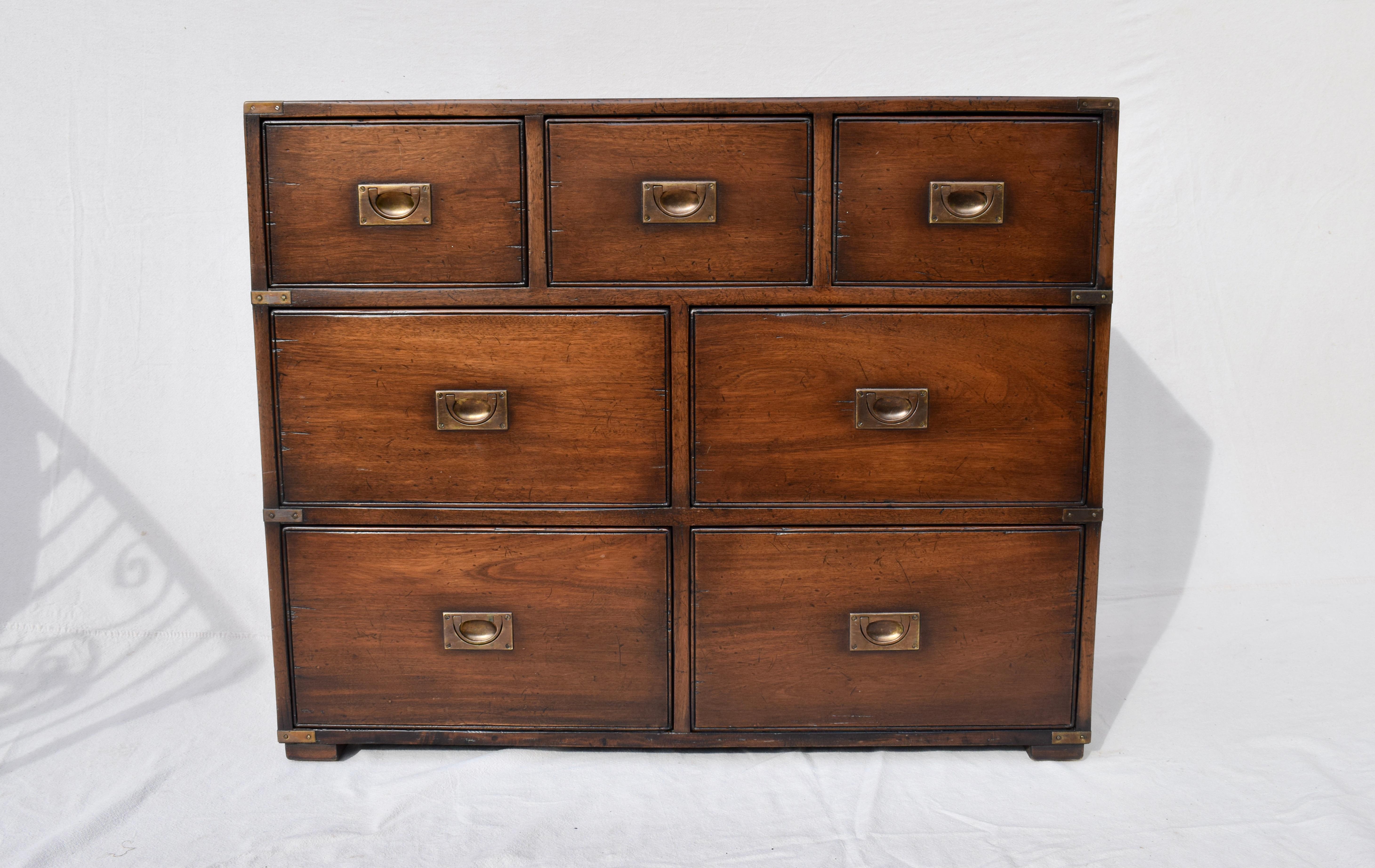 Solid Mahogany English Campaign Chest of Drawers 12