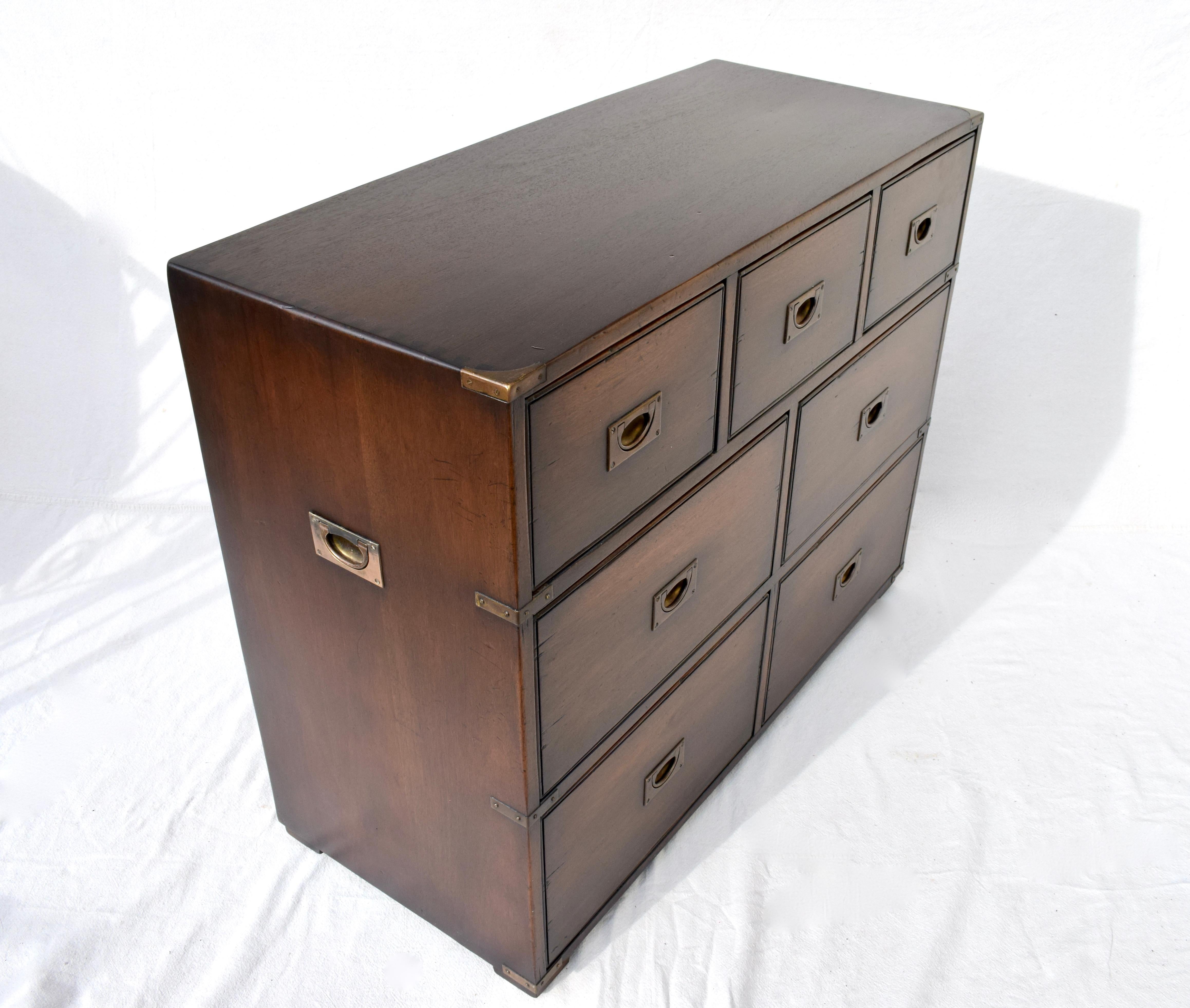 19th Century Solid Mahogany English Campaign Chest of Drawers