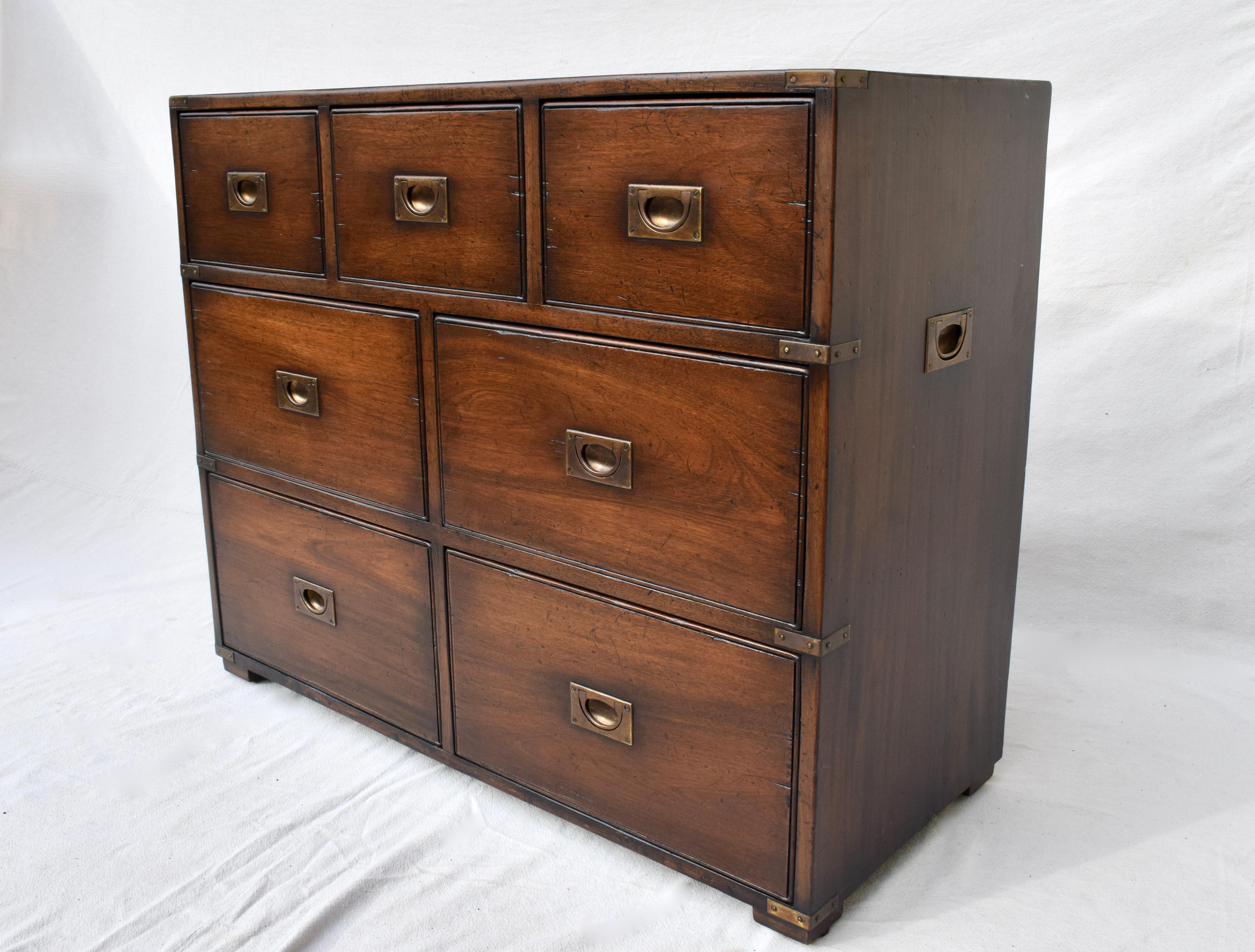 Solid Mahogany English Campaign Chest of Drawers 3