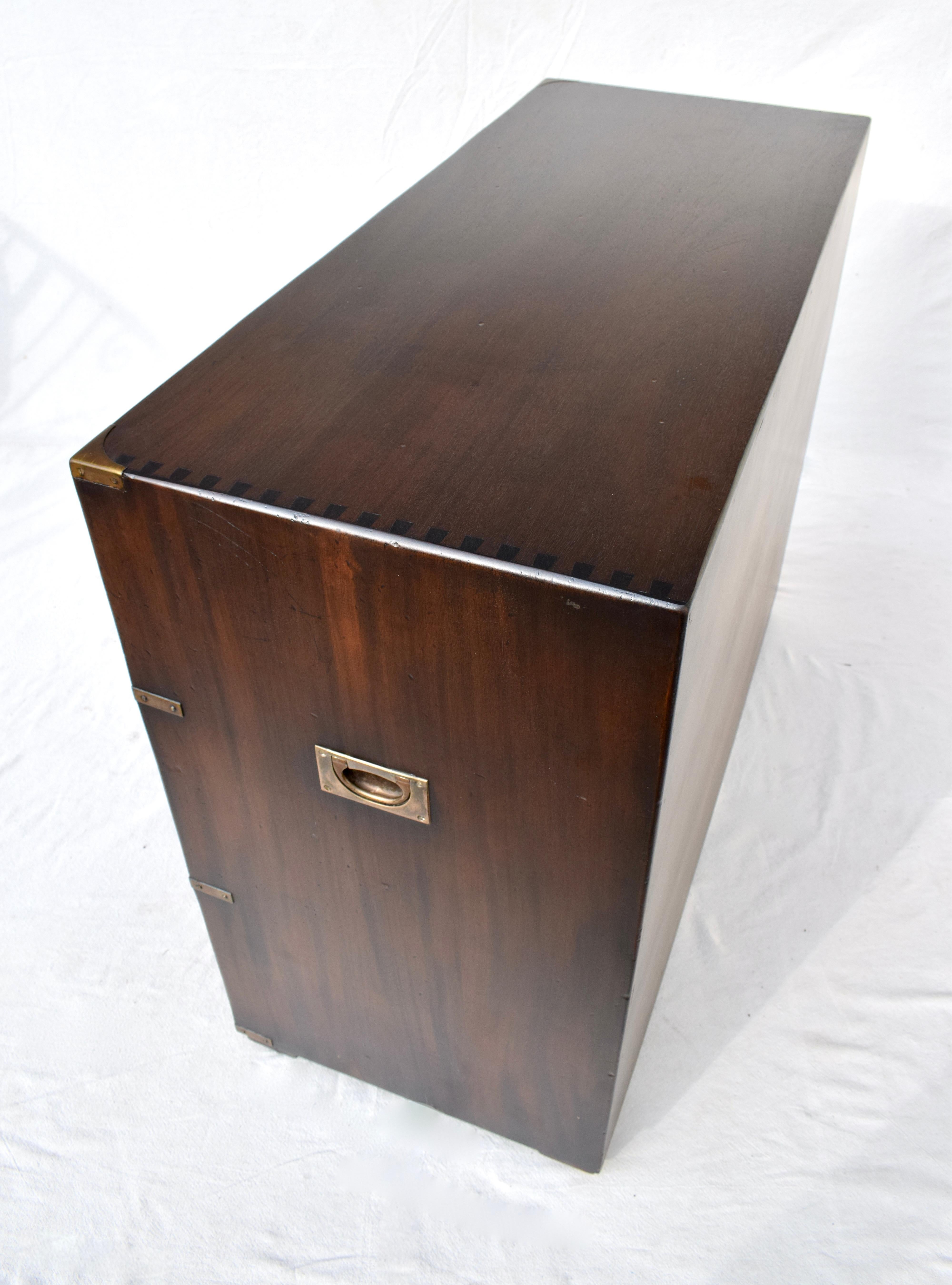 Solid Mahogany English Campaign Chest of Drawers 4