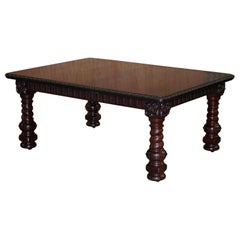 Solid Hardwood Extending Dining Table Lions Head Carved, circa 1880