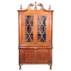 Solid Mahogany Federal Sheraton Individual Glazed Glass Corner Cabinet Cupboard