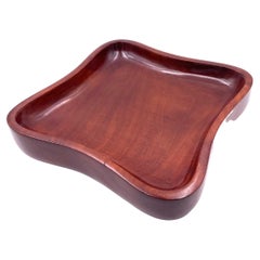 Vintage Solid Mahogany Freeform Atomic Age Catch It All Bowl