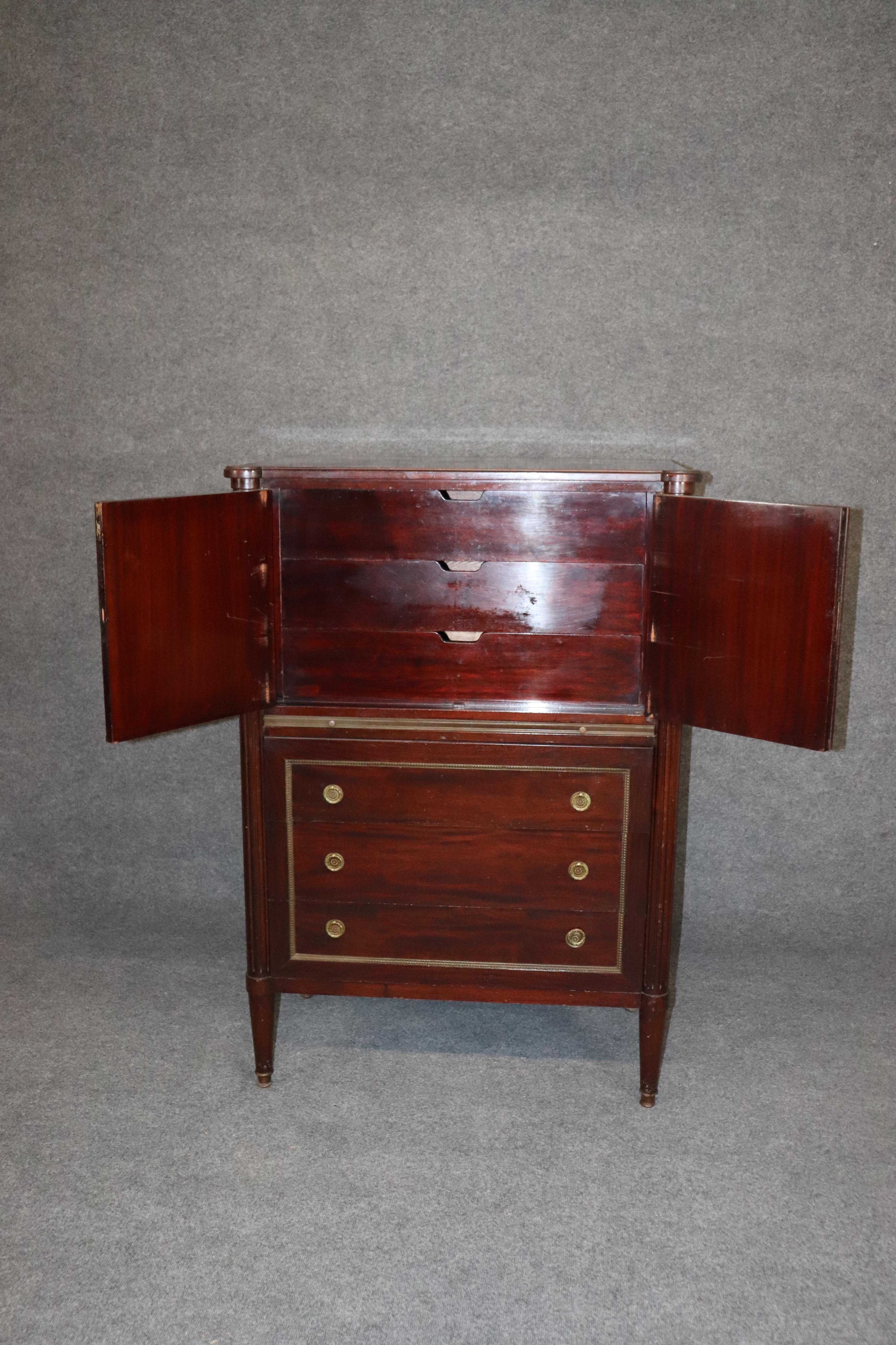 American Solid Mahogany French Directoire Style Fitted Chiffarobe Gentleman's Dresser