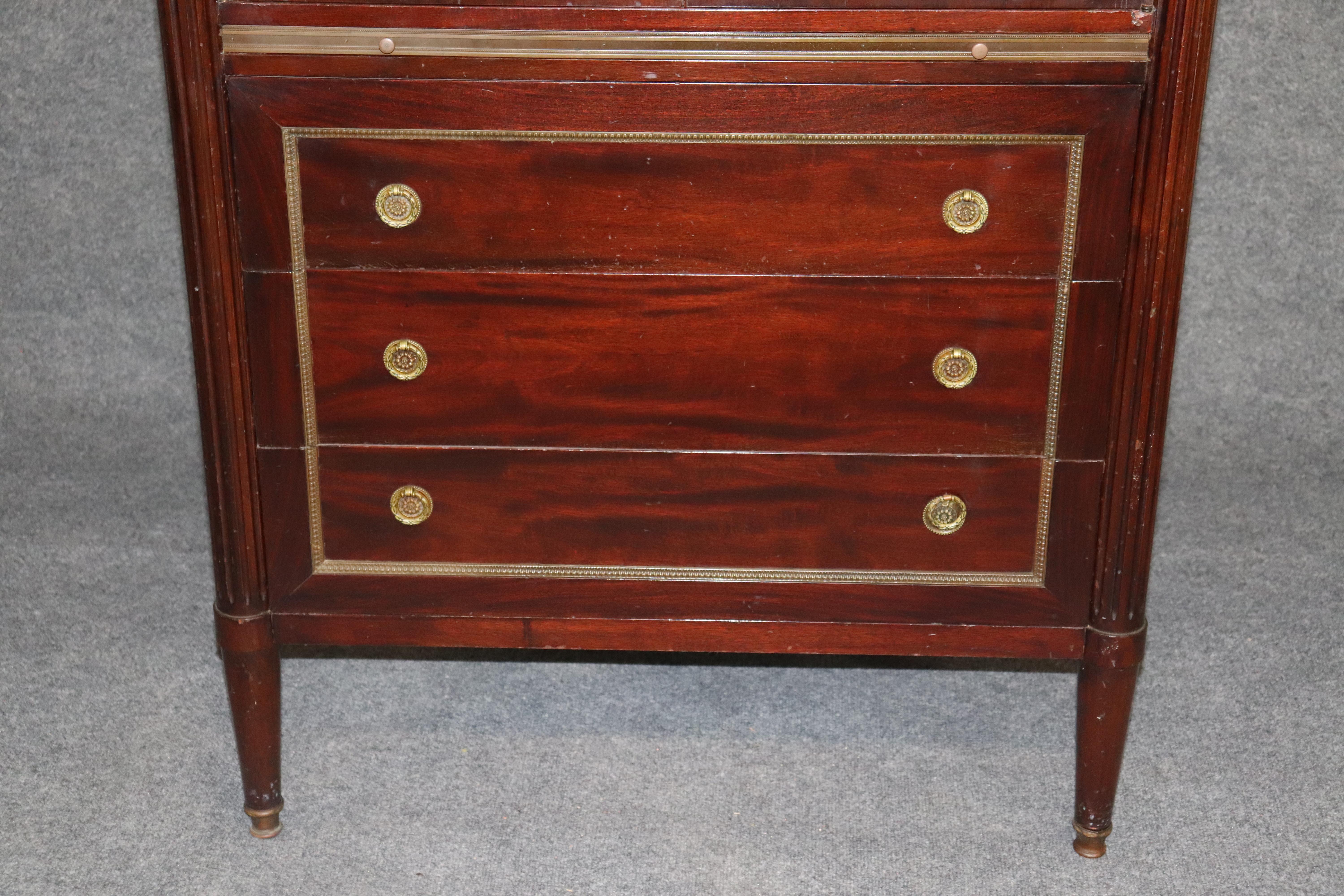 Solid Mahogany French Directoire Style Fitted Chiffarobe Gentleman's Dresser 1
