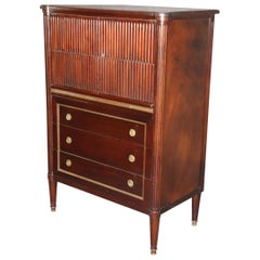 Vintage Solid Mahogany French Directoire Style Fitted Chiffarobe Gentleman's Dresser