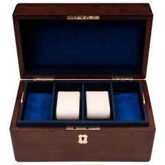 Antique Solid Mahogany Gents Jewelry Box