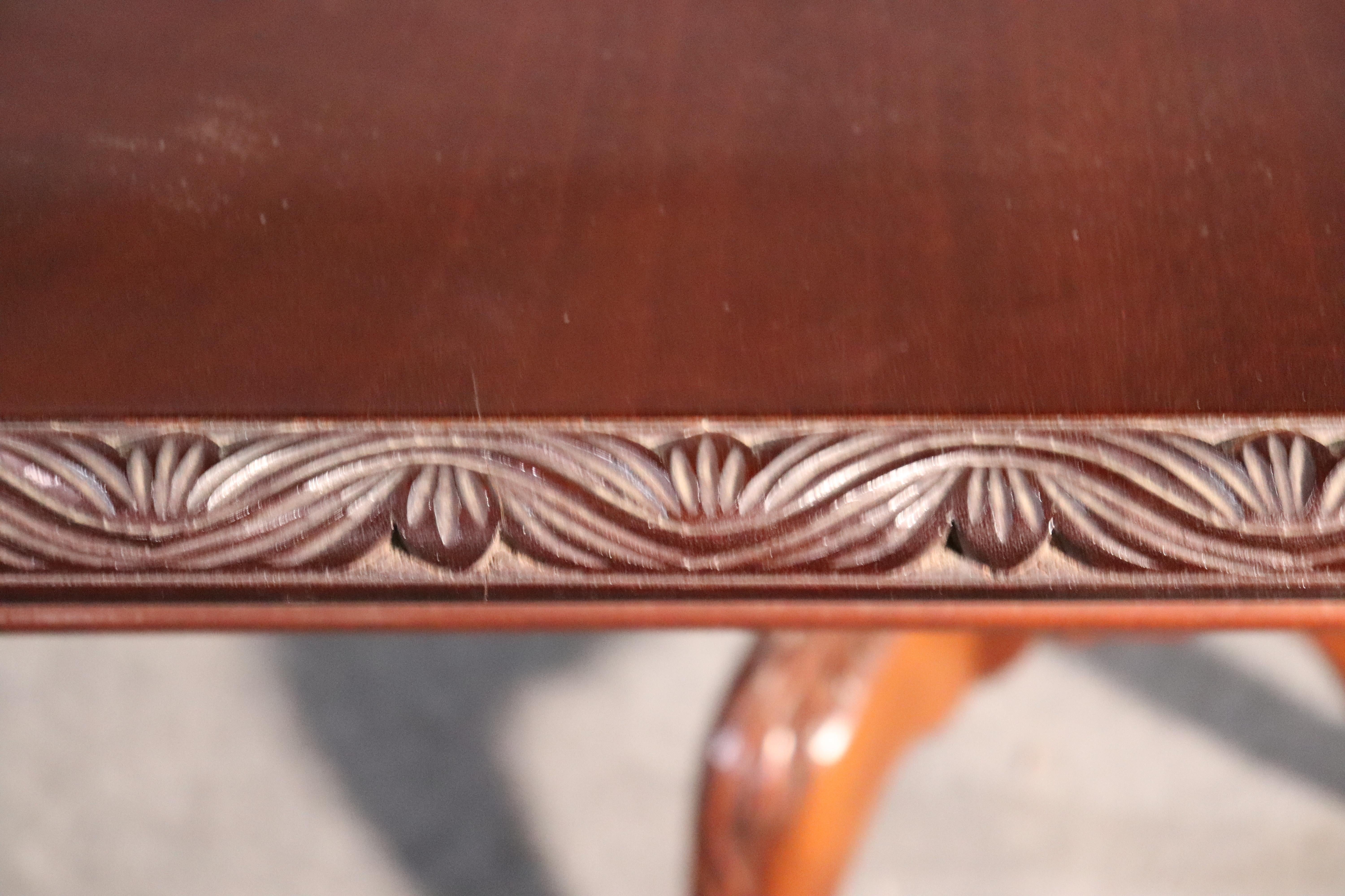 Solid Mahogany Georgian Chippendale Carved Dining Table with Two leaves 5