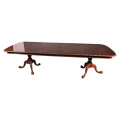 Solid Mahogany Georgian Chippendale Carved Dining Table with Two leaves