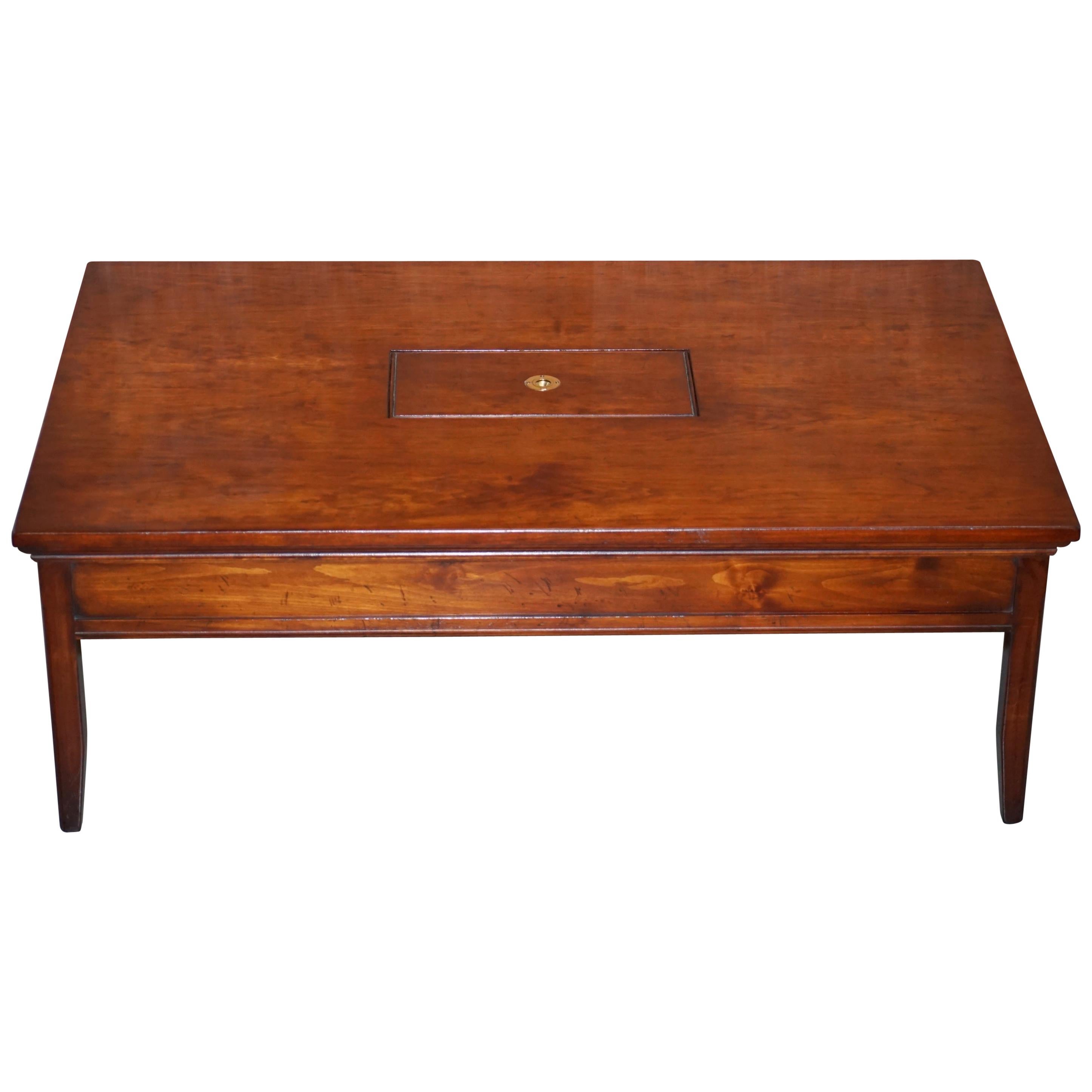 Solid Hardwood Harrods Kennedy Military Campaign Coffee Table Internal Storage