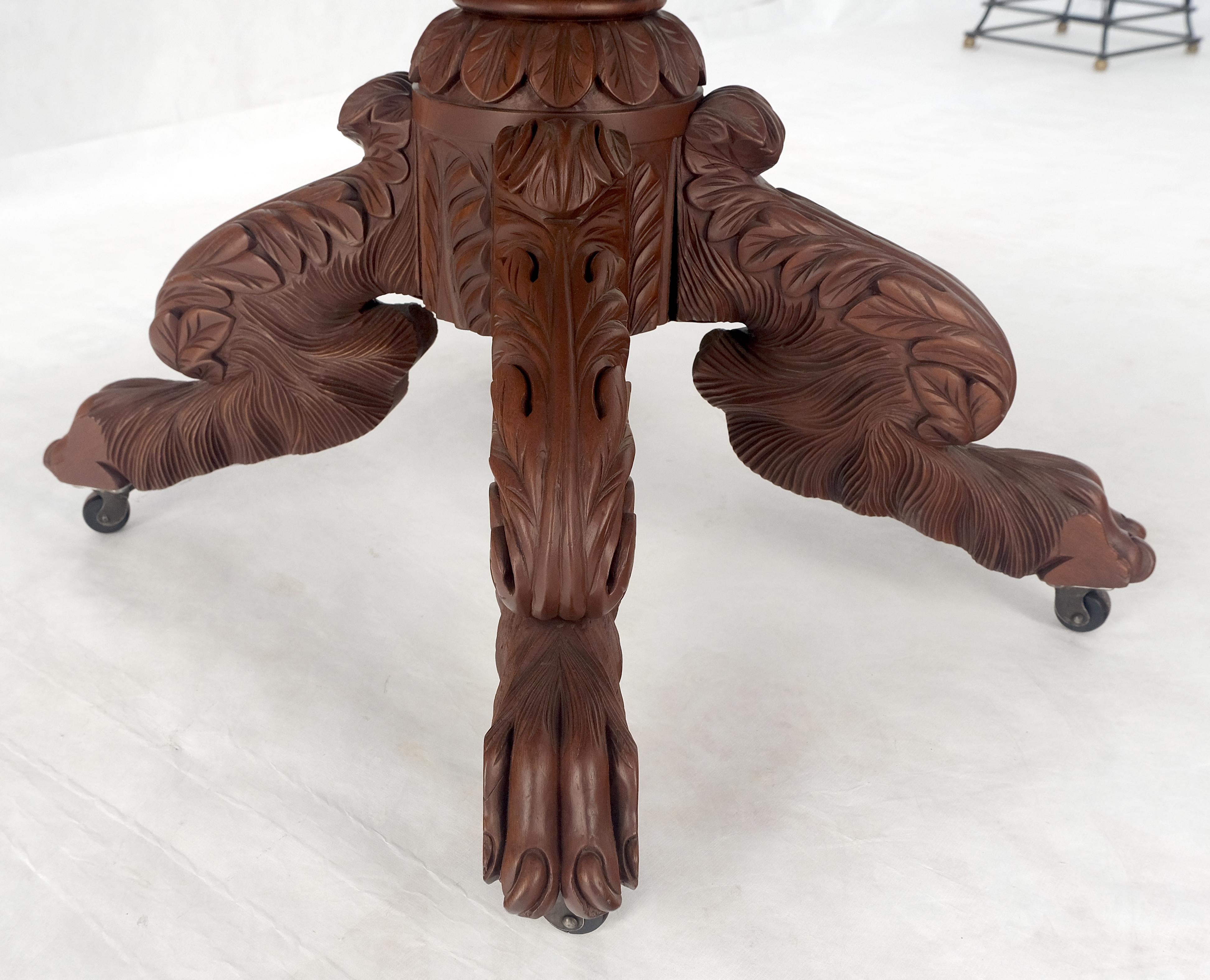 Solid Mahogany Heavily Fine Carved Base Folding Drop Leaf Pembroke Table MINT! For Sale 4