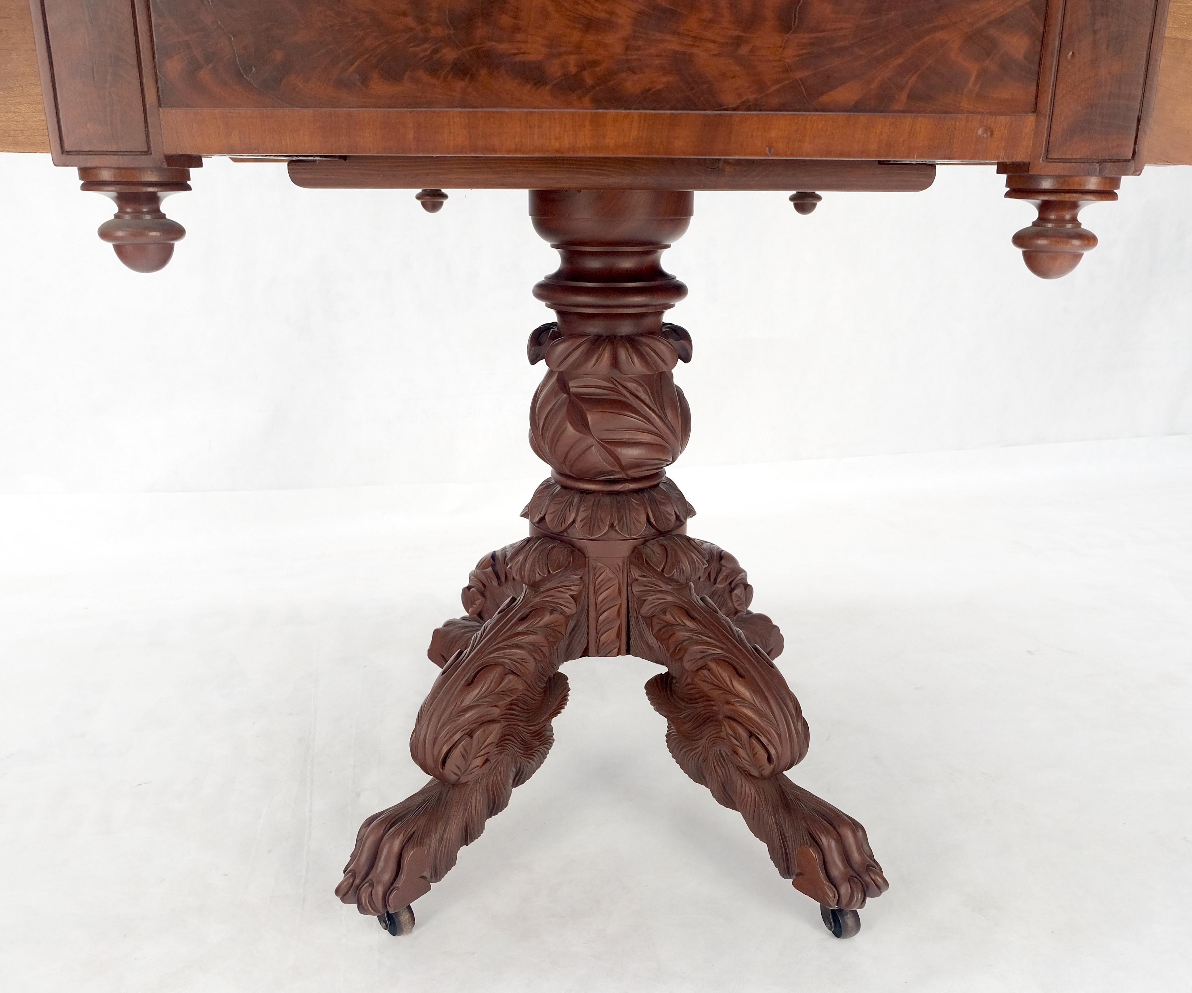 Solid Mahogany Heavily Fine Carved Base Folding Drop Leaf Pembroke Table MINT! For Sale 6