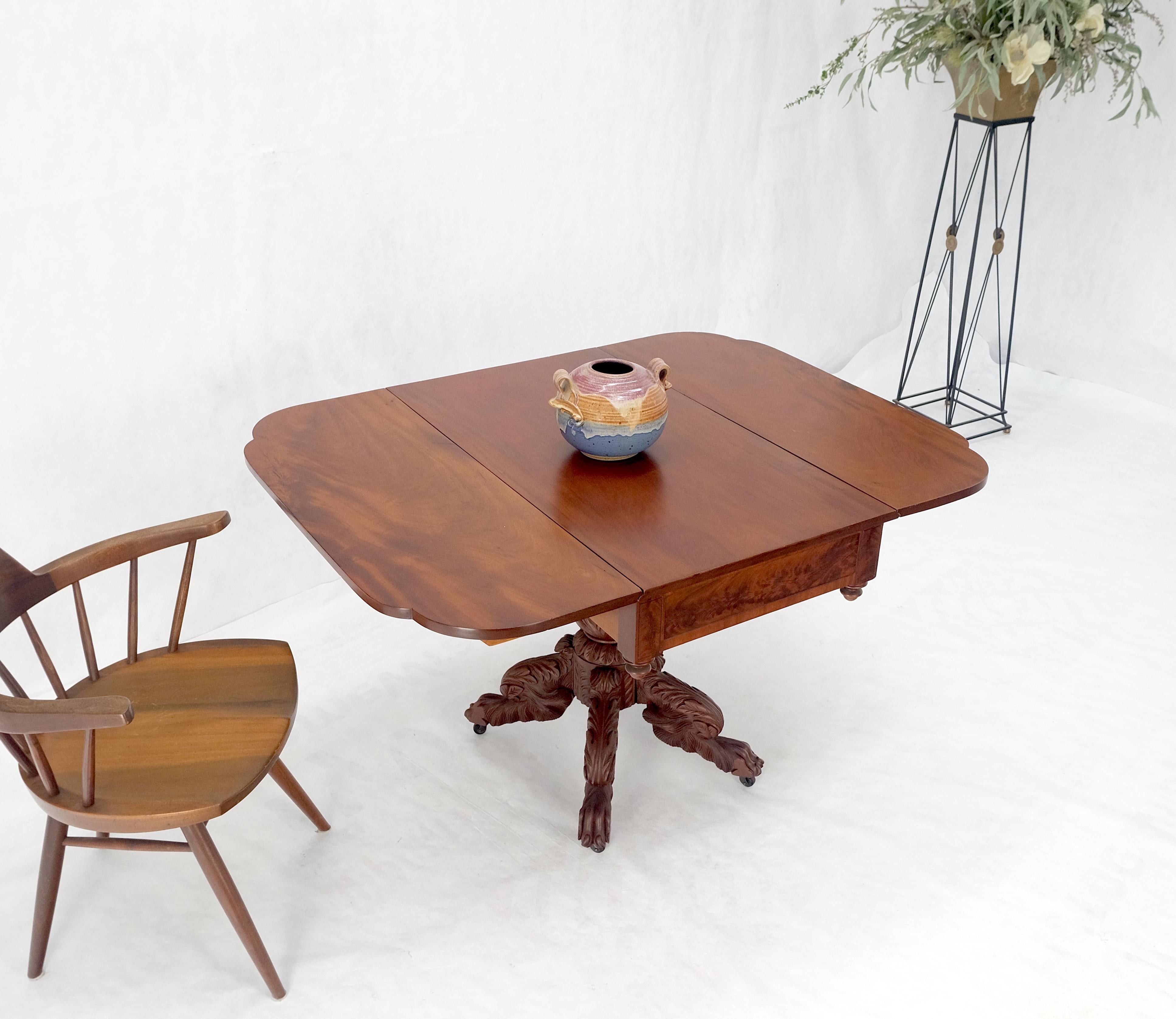 Solid Mahogany Heavily Fine Carved Base Folding Drop Leaf Pembroke Table MINT! For Sale 7
