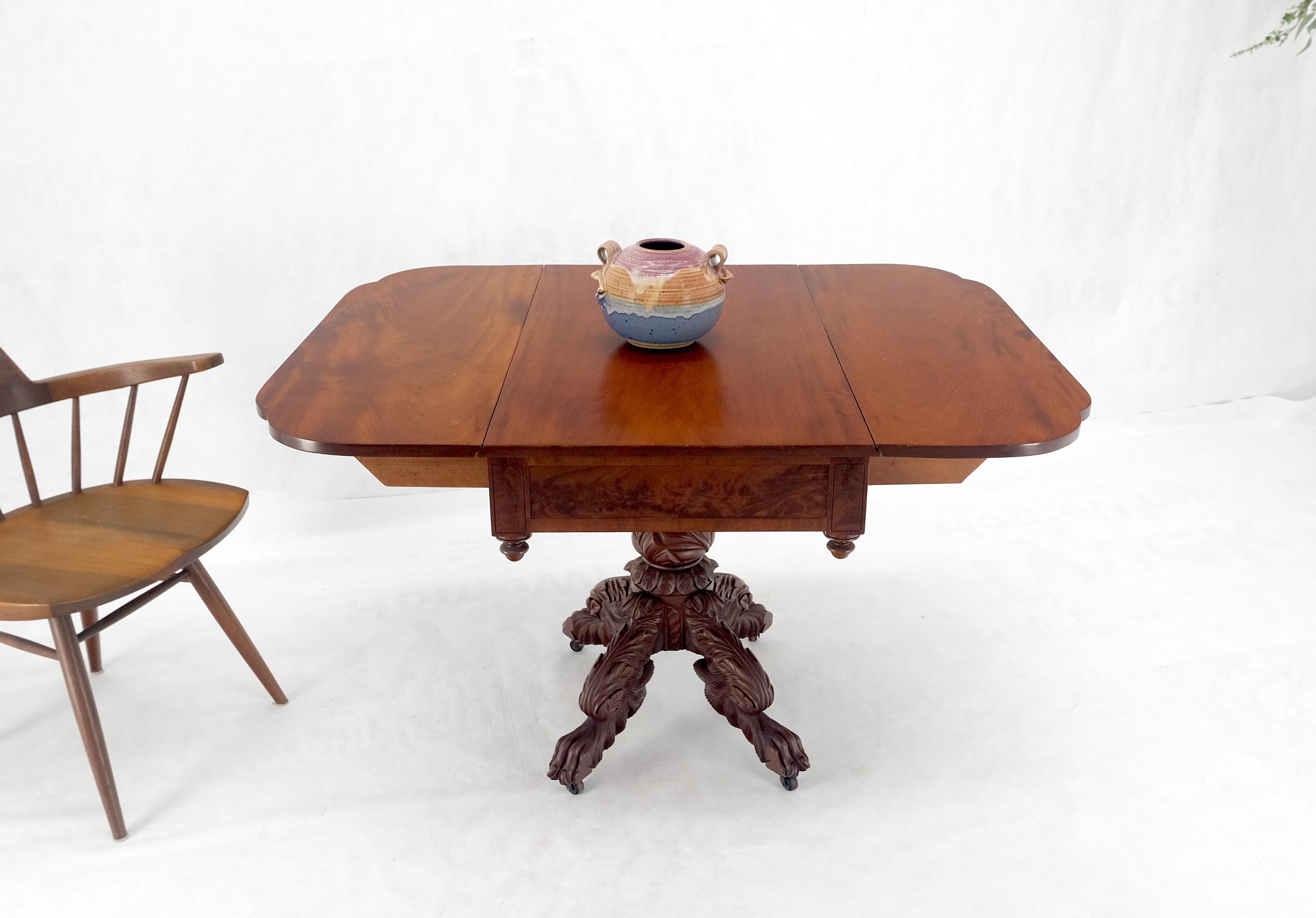 Solid Mahogany Heavily Fine Carved Base Folding Drop Leaf Pembroke Table MINT! For Sale 8
