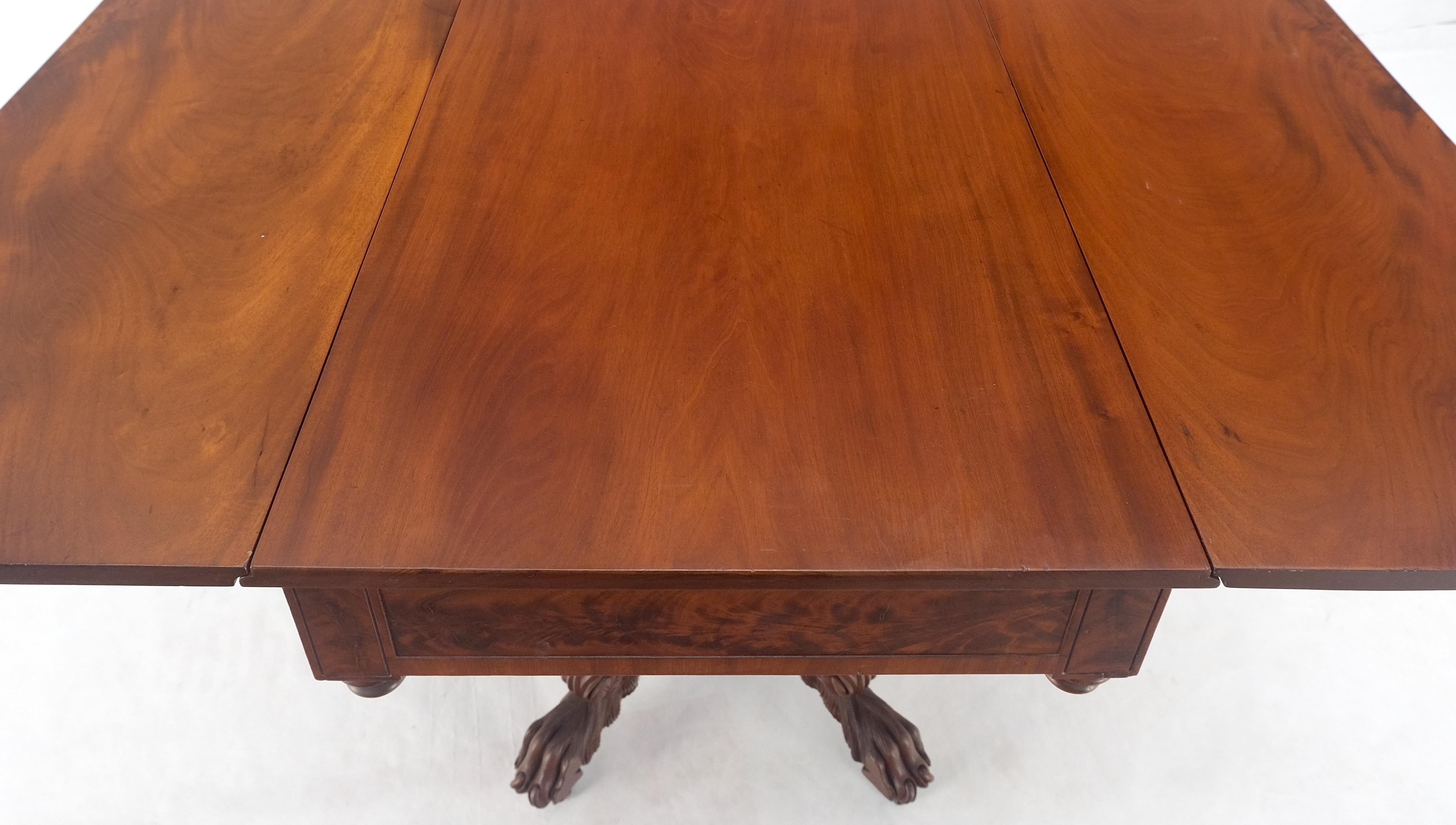 Solid Mahogany Heavily Fine Carved Base Folding Drop Leaf Pembroke Table MINT! For Sale 9