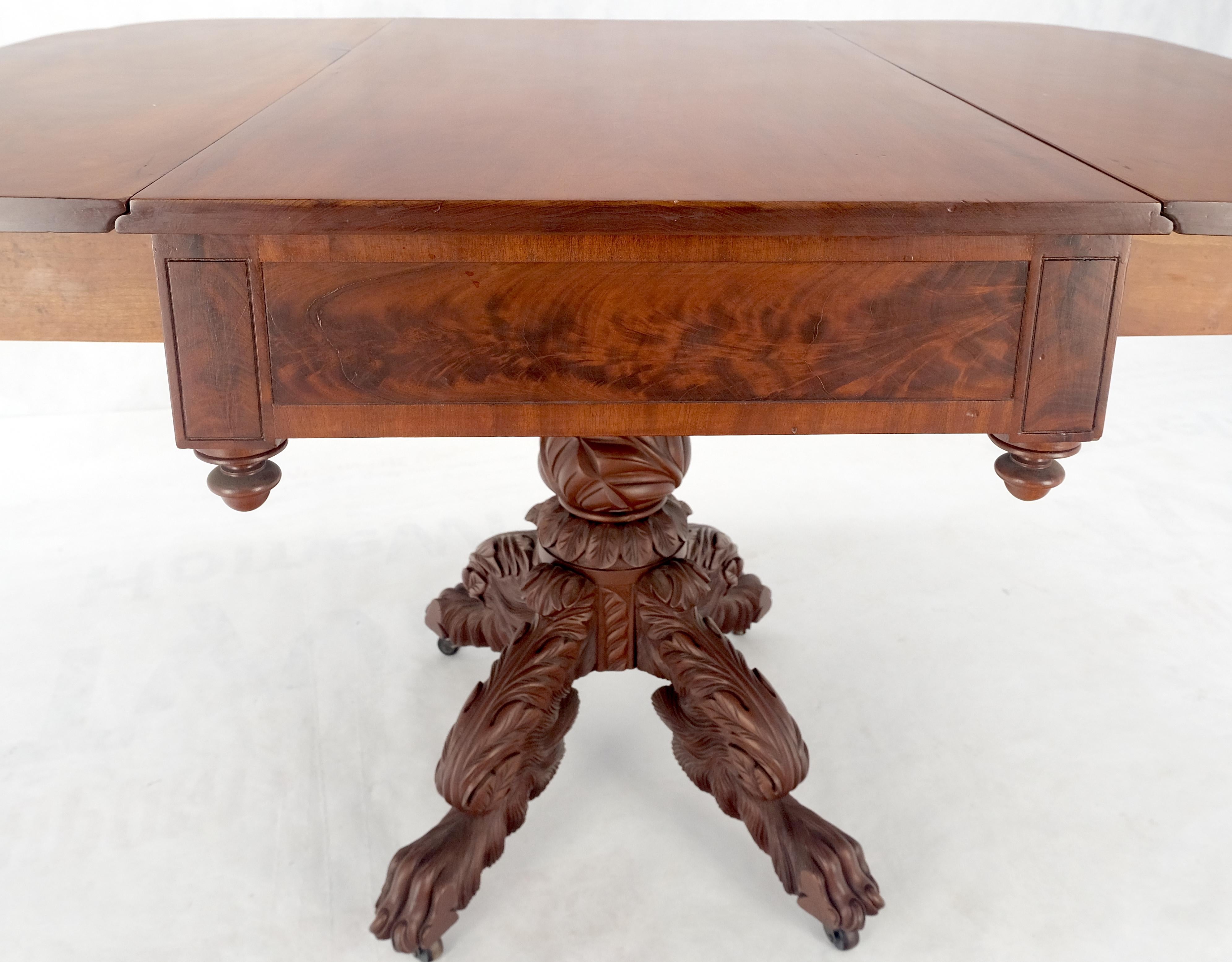 Solid Mahogany Heavily Fine Carved Base Folding Drop Leaf Pembroke Table MINT! For Sale 10