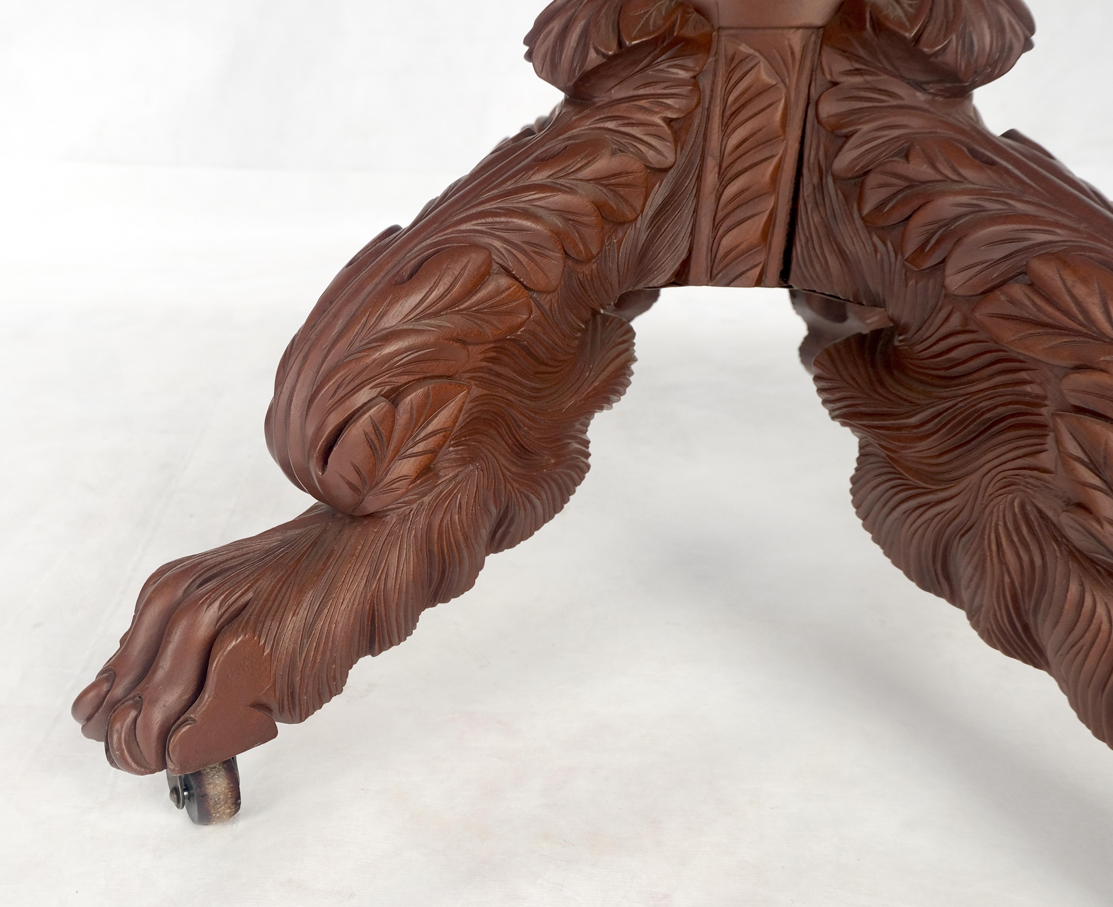 Solid Mahogany Heavily Fine Carved Base Folding Drop Leaf Pembroke Table MINT! For Sale 11