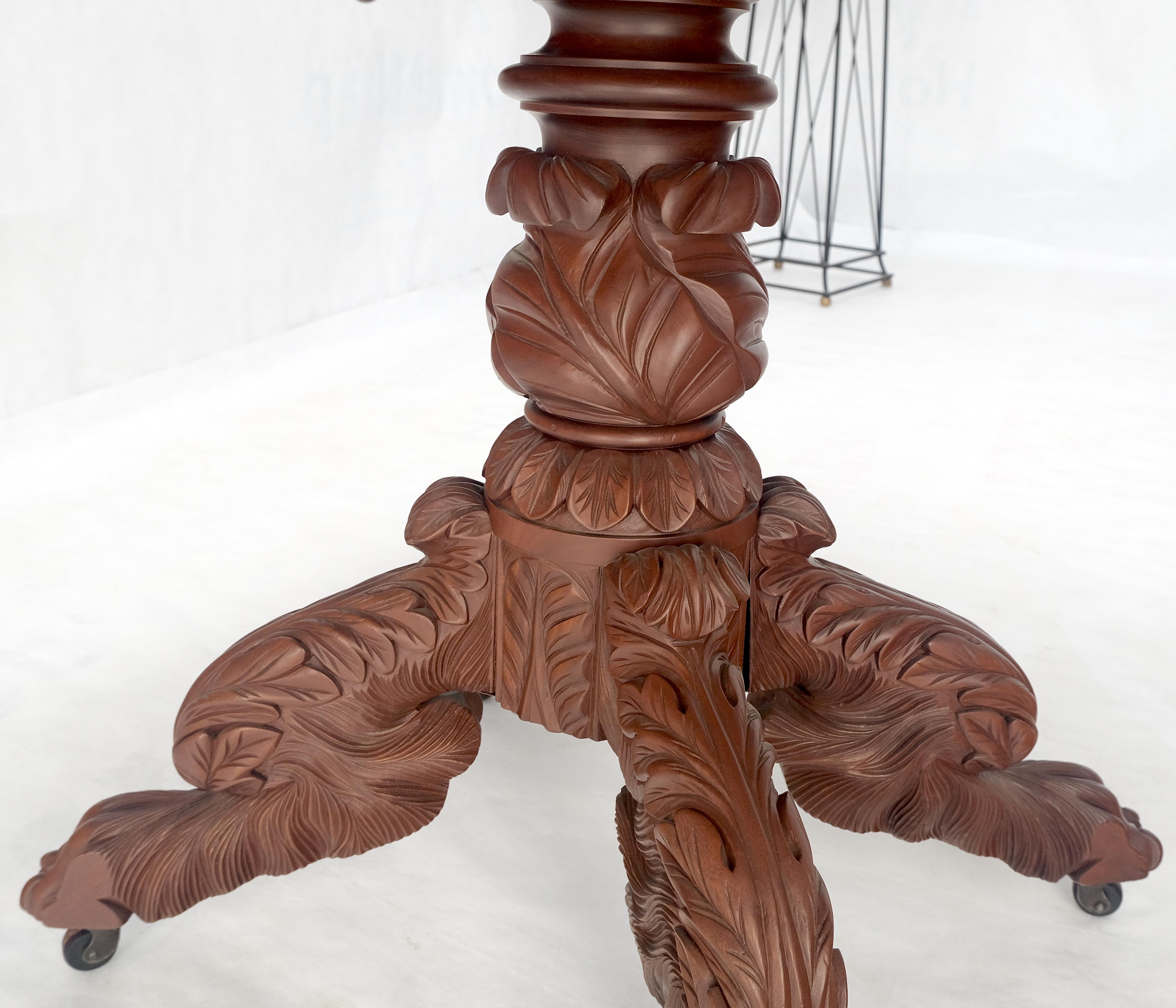 Solid Mahogany Heavily Fine Carved Base Folding Drop Leaf Pembroke Table MINT! For Sale 12