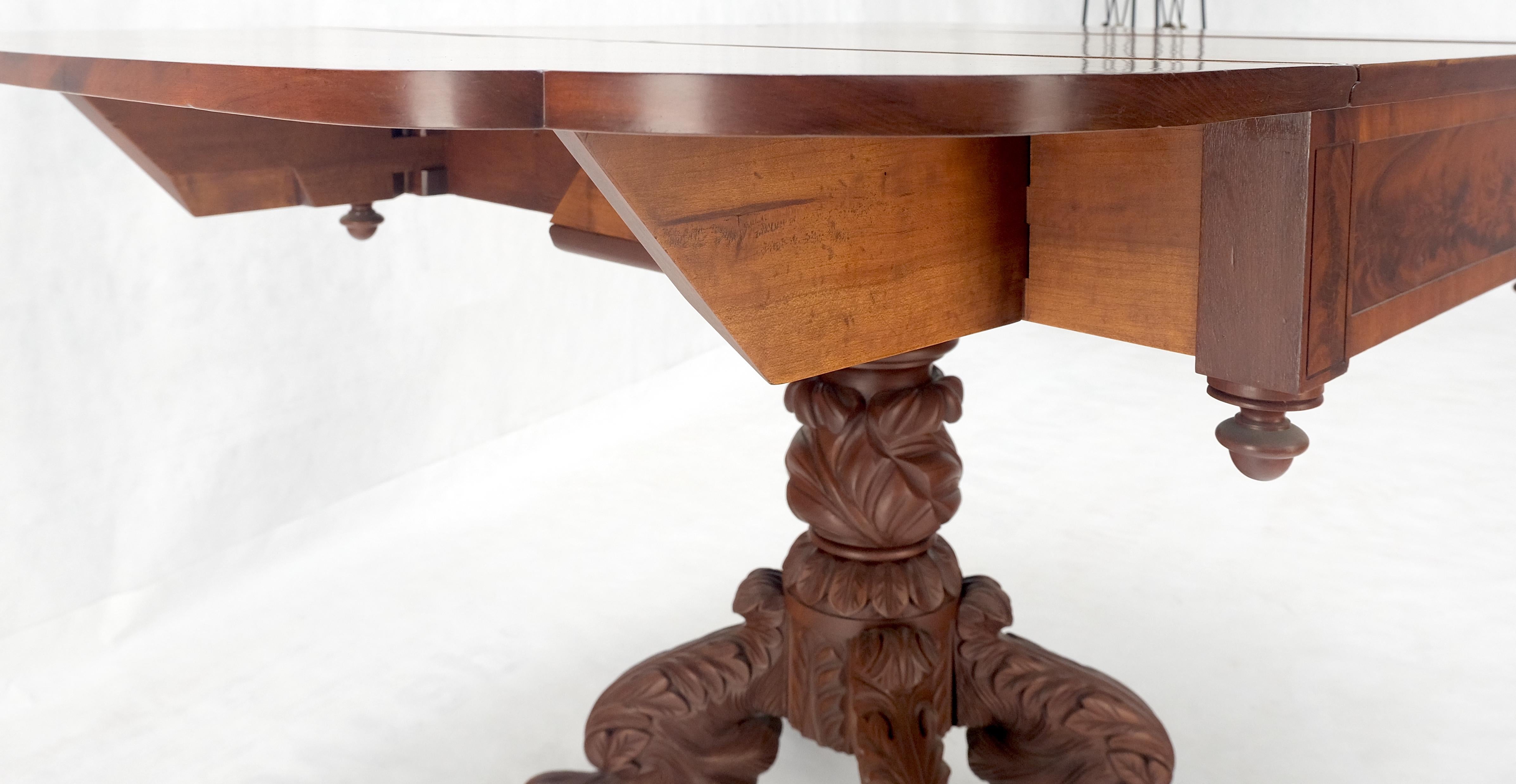 Solid Mahogany Heavily Fine Carved Base Folding Drop Leaf Pembroke Table MINT! For Sale 13