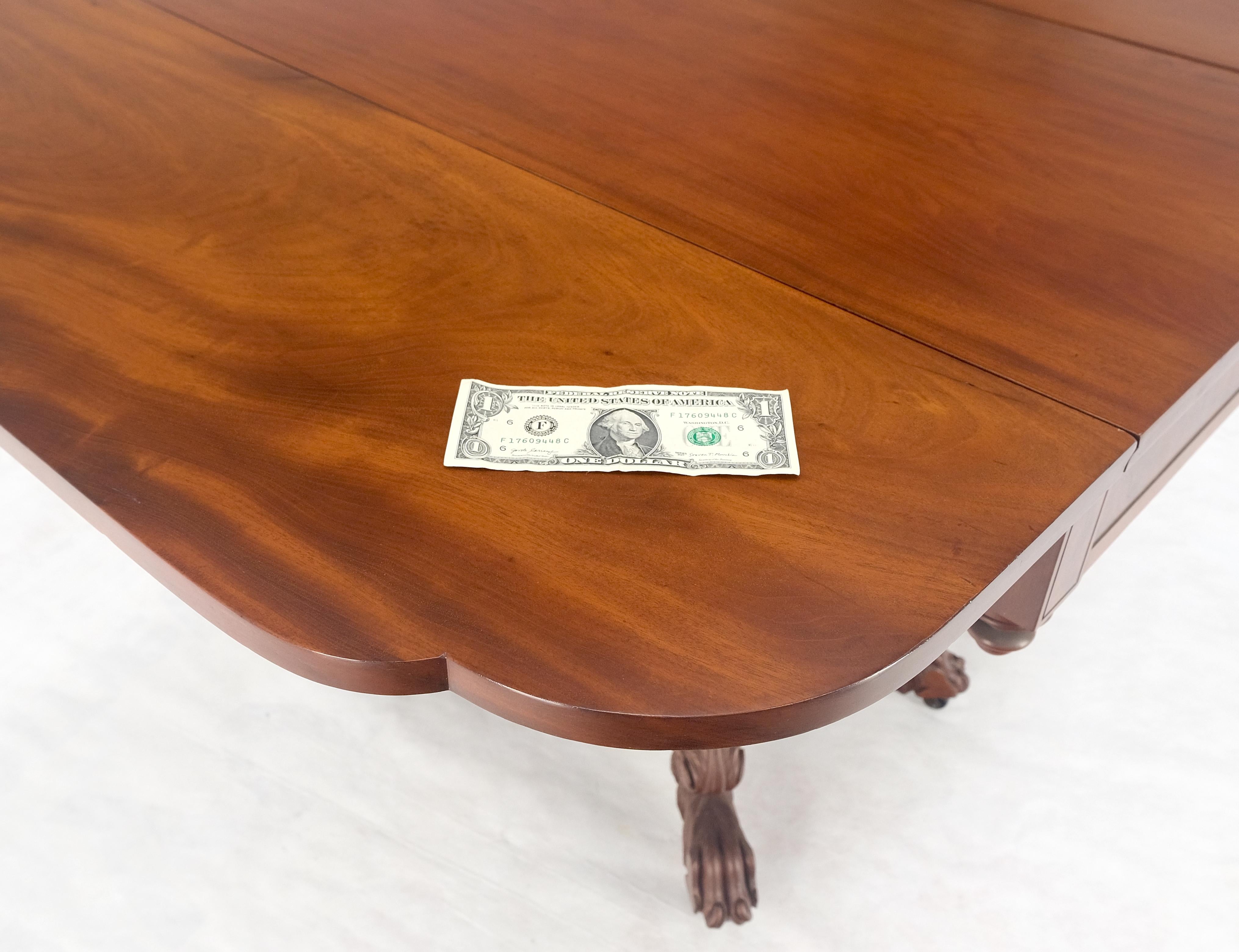 Solid Mahogany Heavily Fine Carved Base Folding Drop Leaf Pembroke Table MINT! For Sale 14