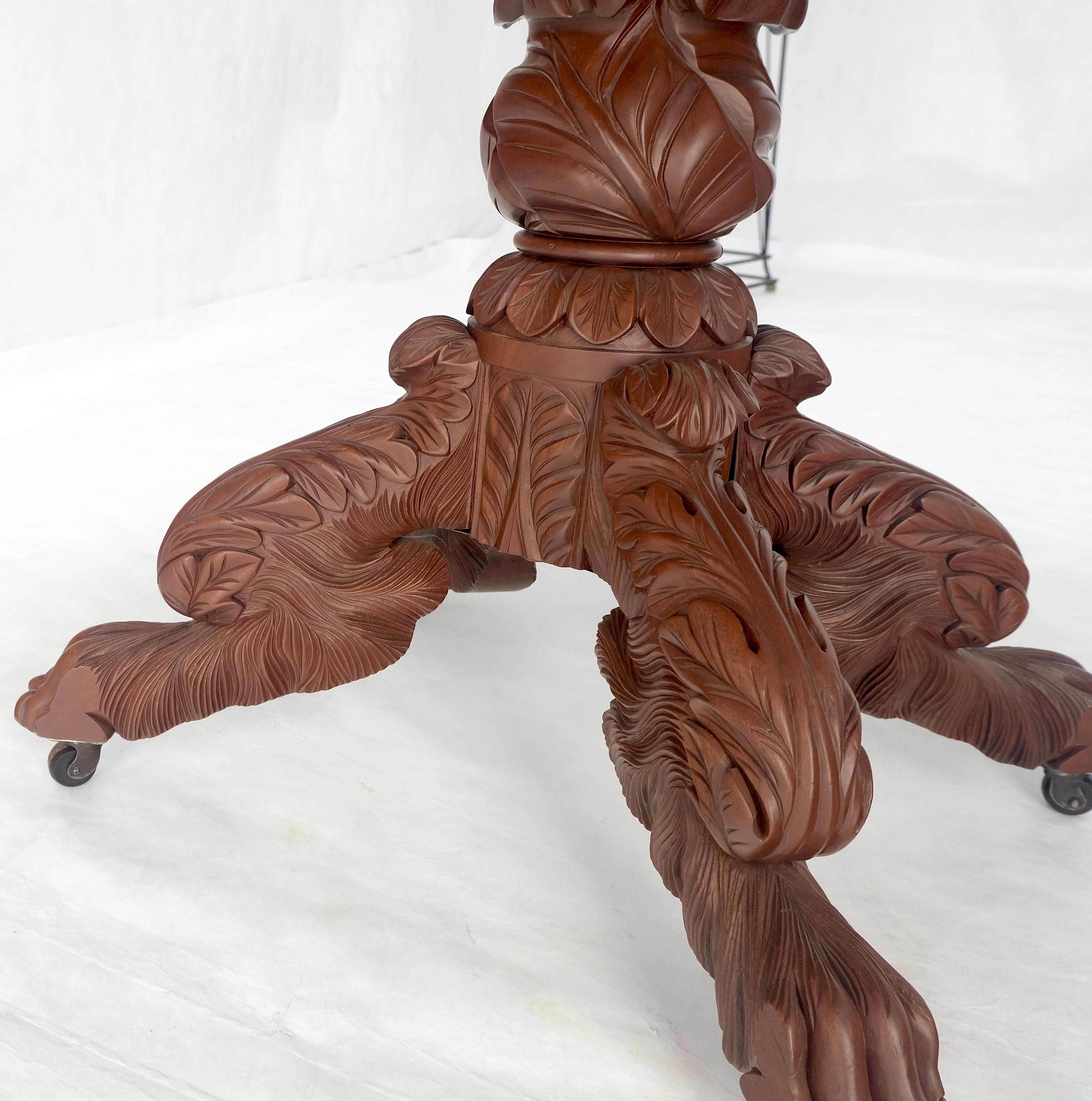 Chippendale Solid Mahogany Heavily Fine Carved Base Folding Drop Leaf Pembroke Table MINT! For Sale
