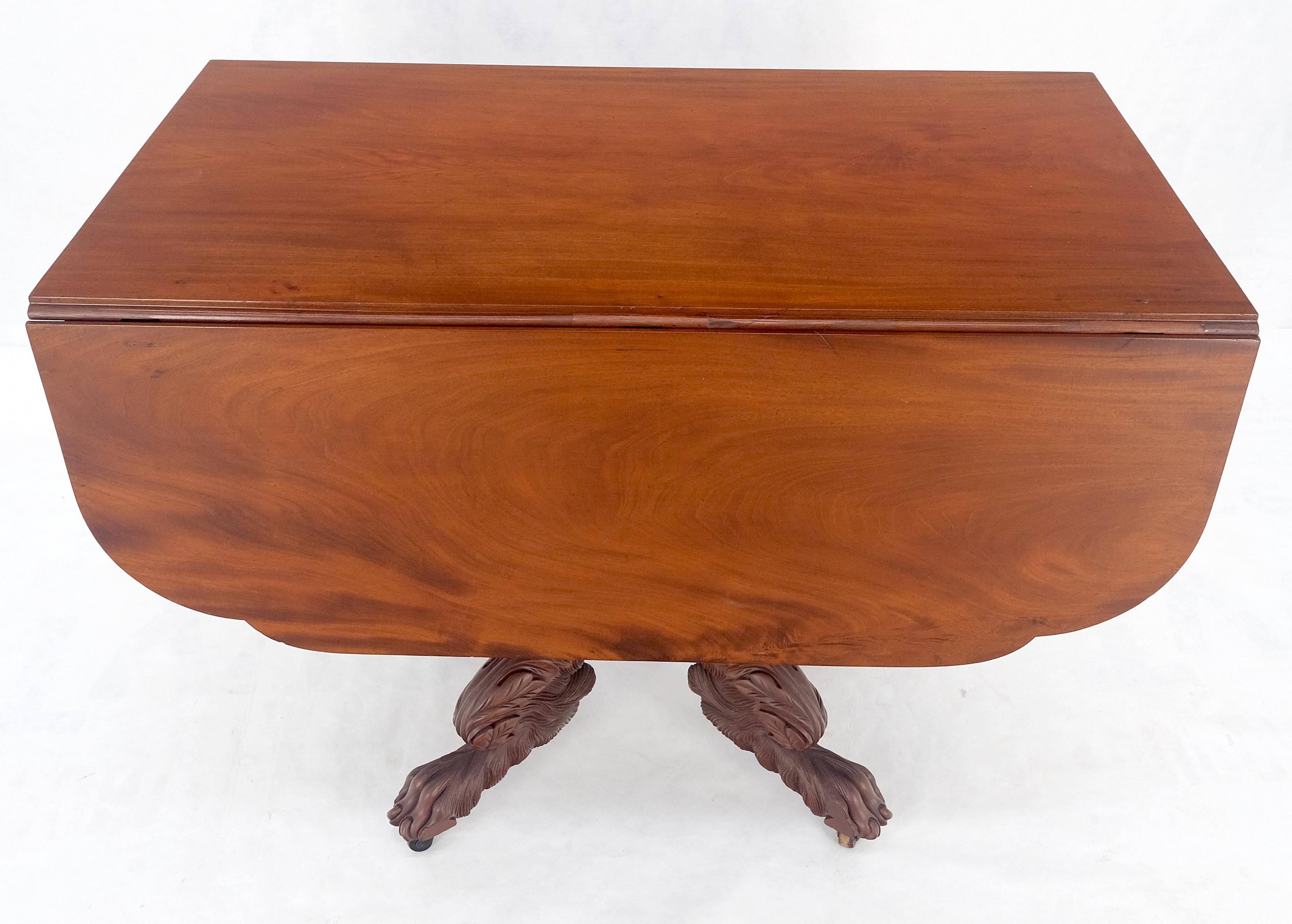 Unknown Solid Mahogany Heavily Fine Carved Base Folding Drop Leaf Pembroke Table MINT! For Sale