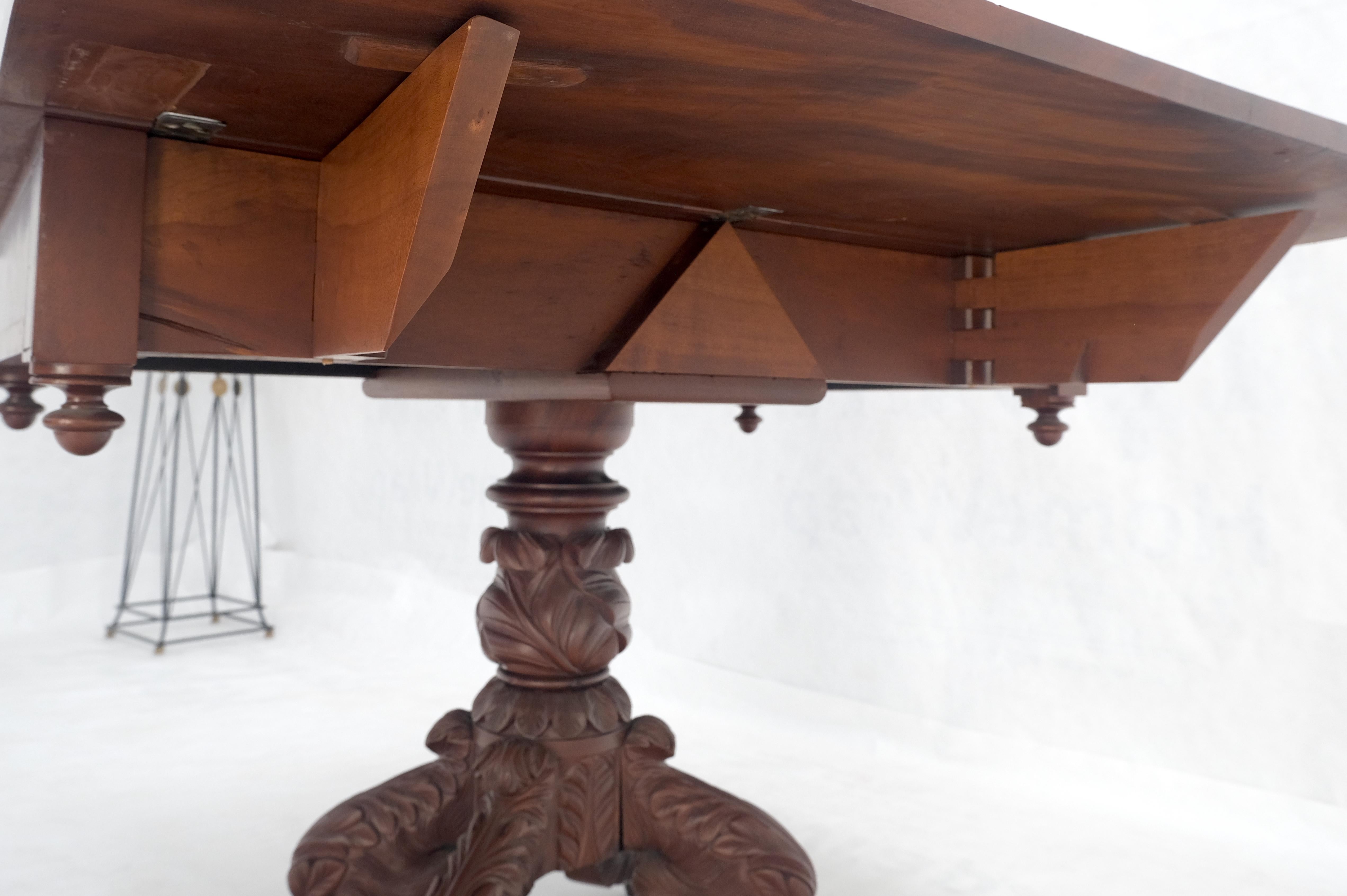 Solid Mahogany Heavily Fine Carved Base Folding Drop Leaf Pembroke Table MINT! For Sale 1