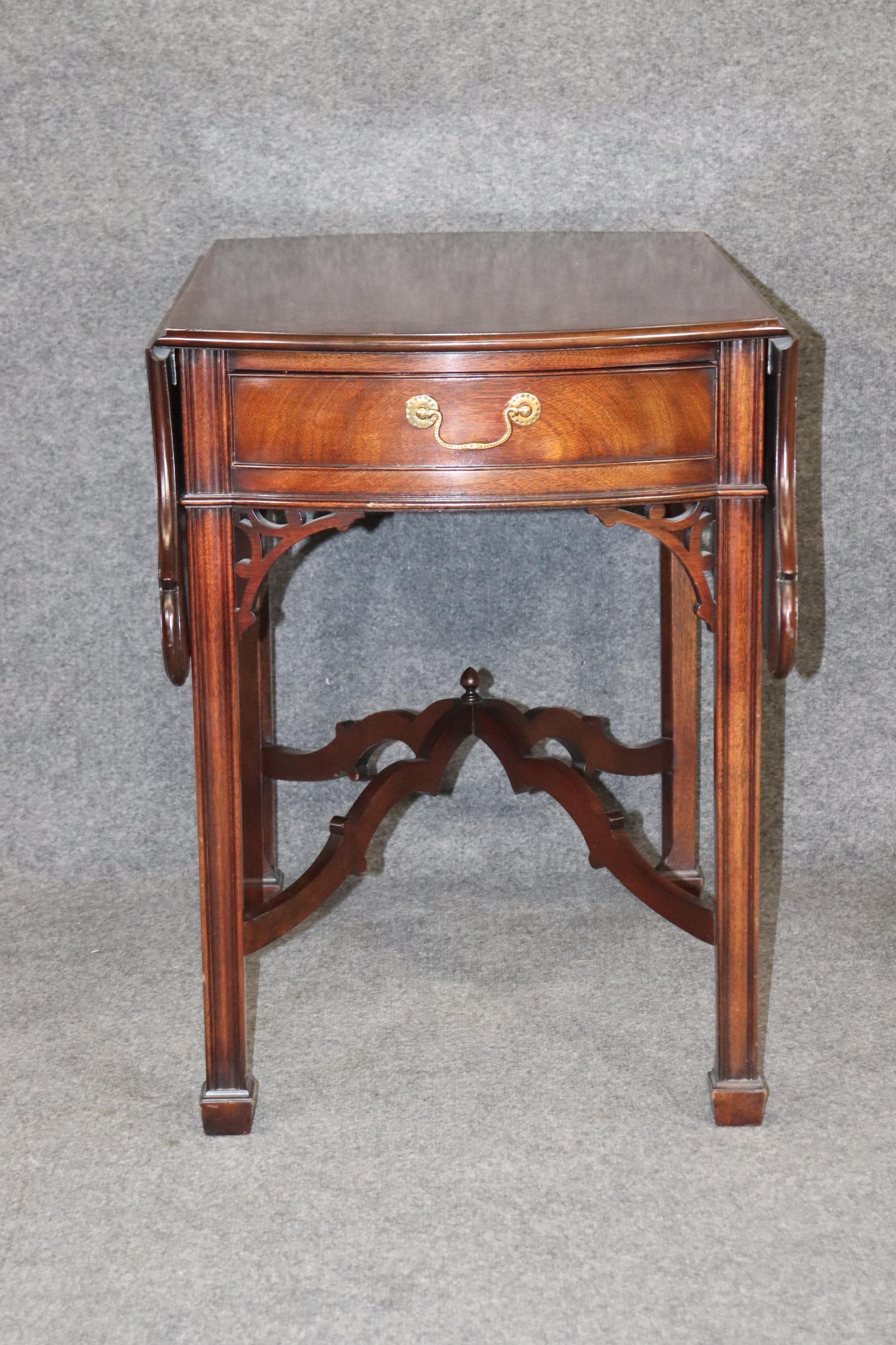Late 20th Century Solid Mahogany Kindel Winterthur Collection Chippendale Drop Leaf Table For Sale