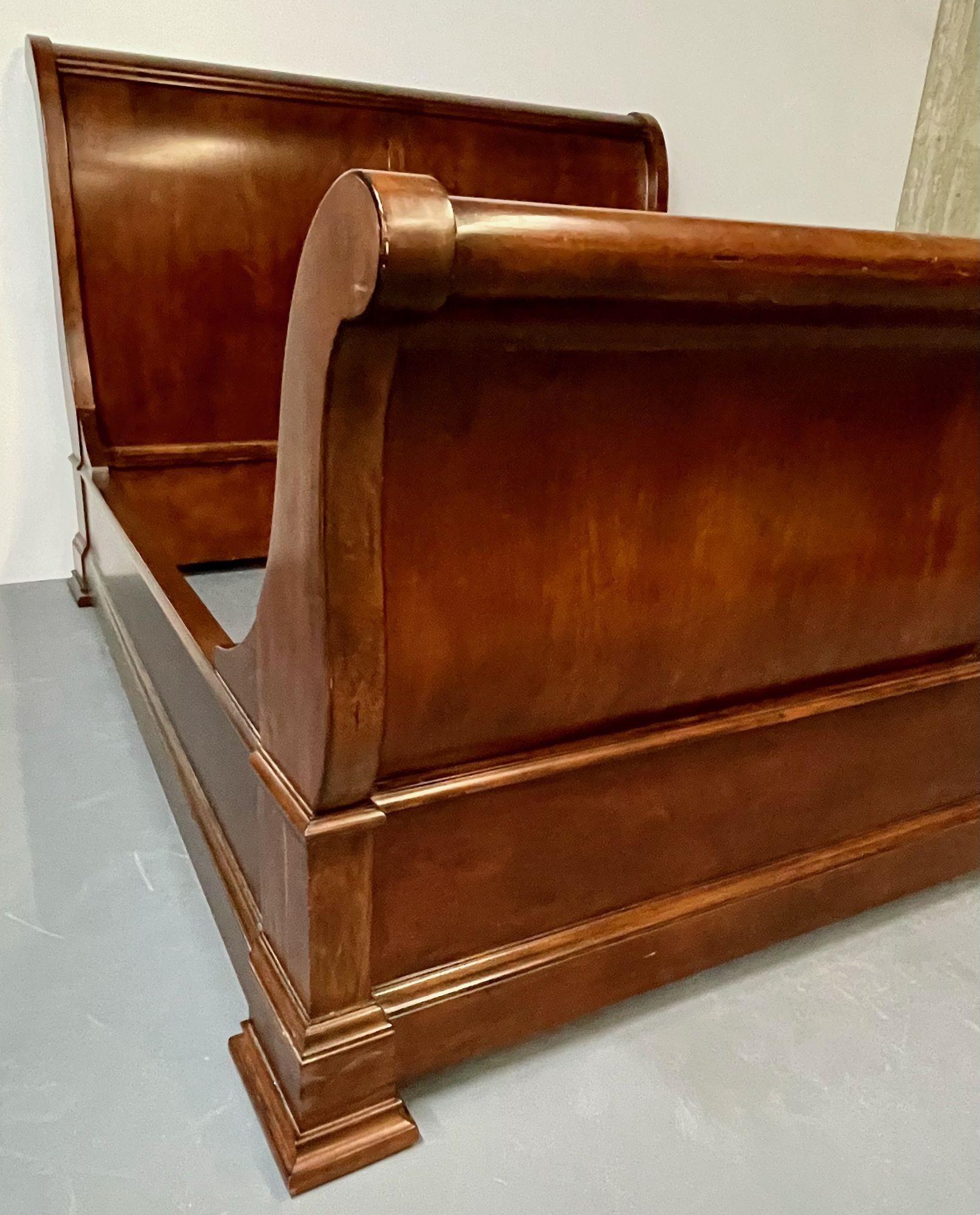 Philippine Solid Mahogany King Size Bedframe, Sleigh Bed, Ralph Lauren Style