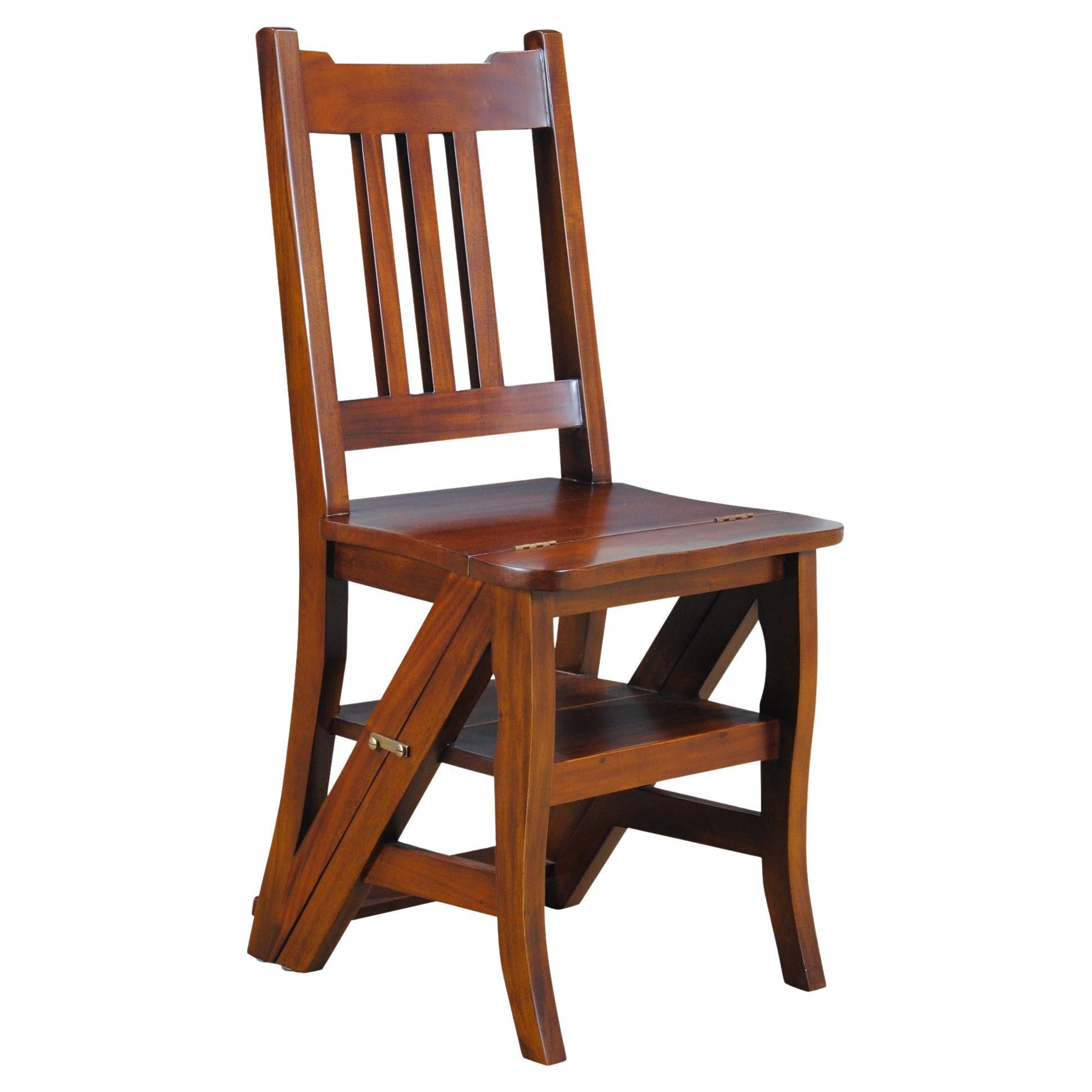 Solid Mahogany Library Chair For Sale