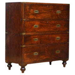 Solid Mahogany Military Chest with Secretaire Campaign Chest of Drawers