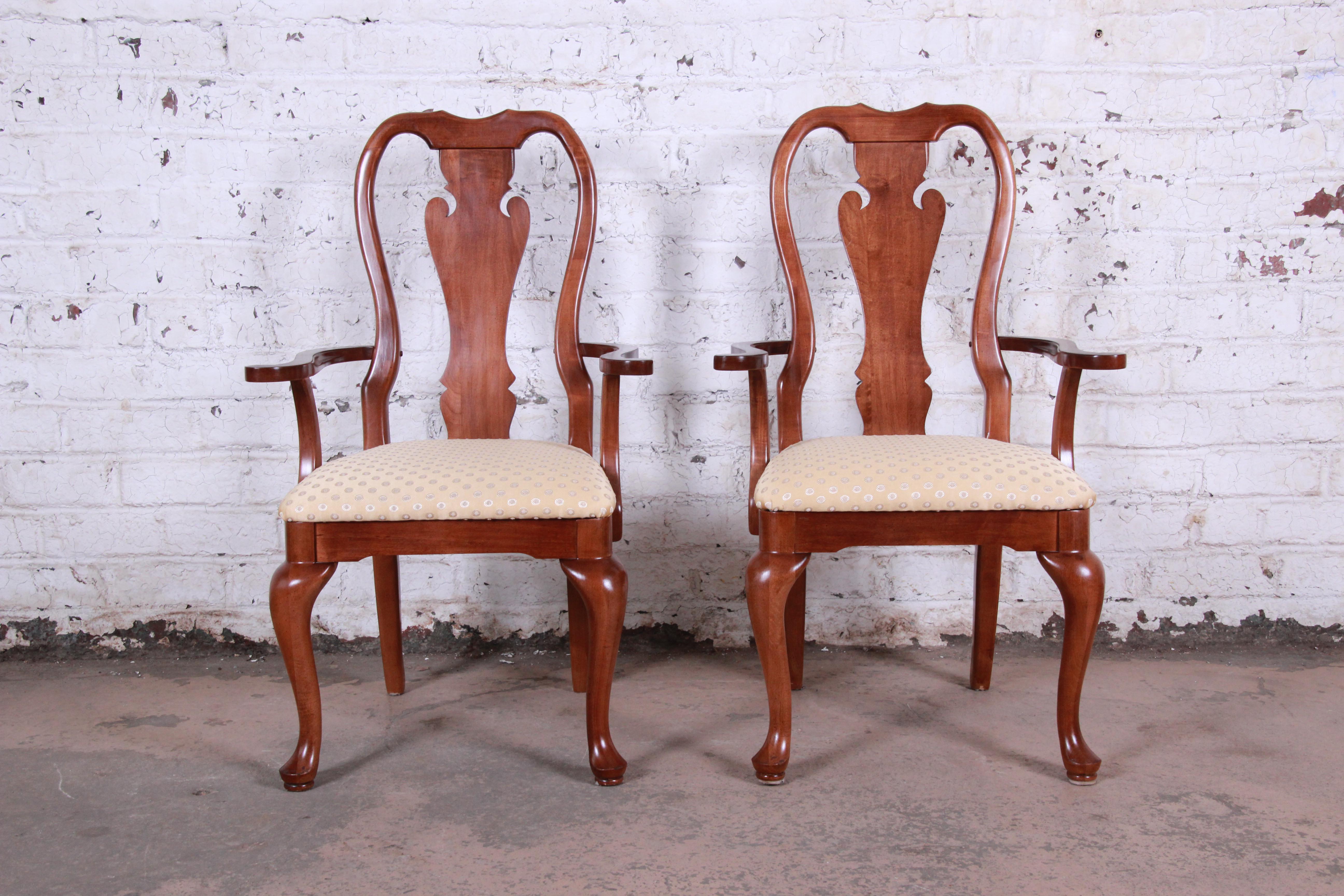 Solid Mahogany Queen Anne Style Dining Chairs, Set of 10 3