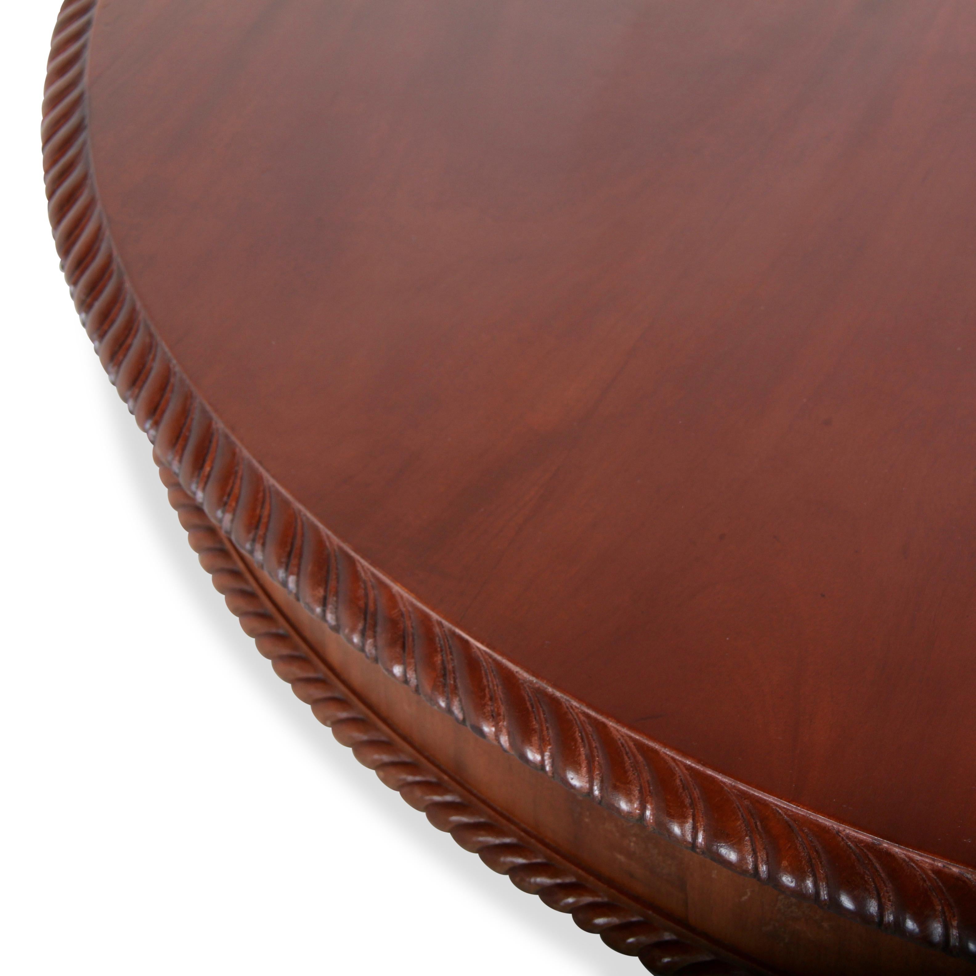 English Solid Mahogany Round Chippendale Dining Table