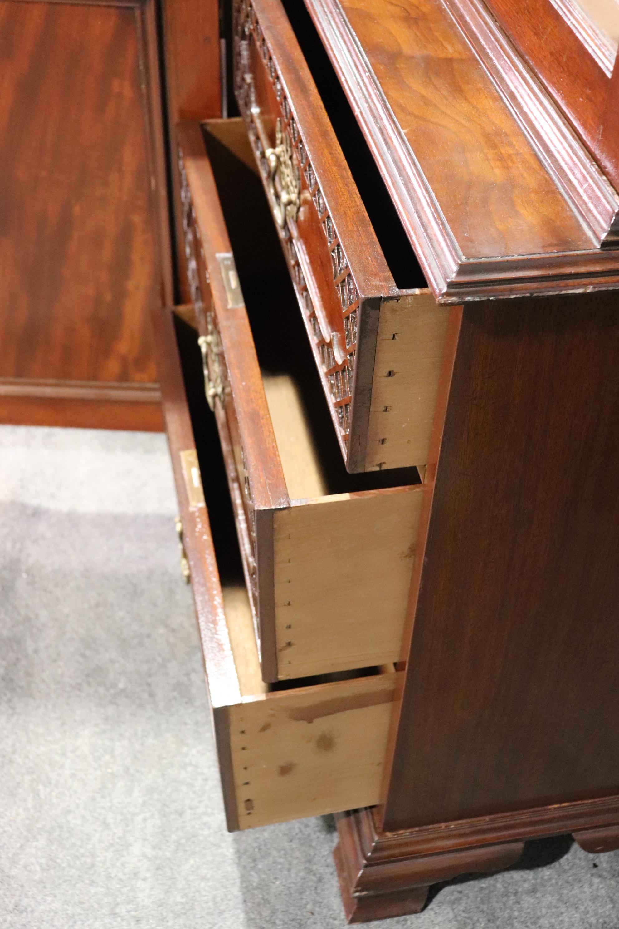 Solid Mahogany Sheraton Style Custom Made Multi Sectional Breakfront Bookcase 13