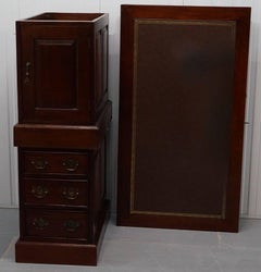 Solid Mahogany Twin Pedestal Partner Desk Custom Designed to House Computer Pc