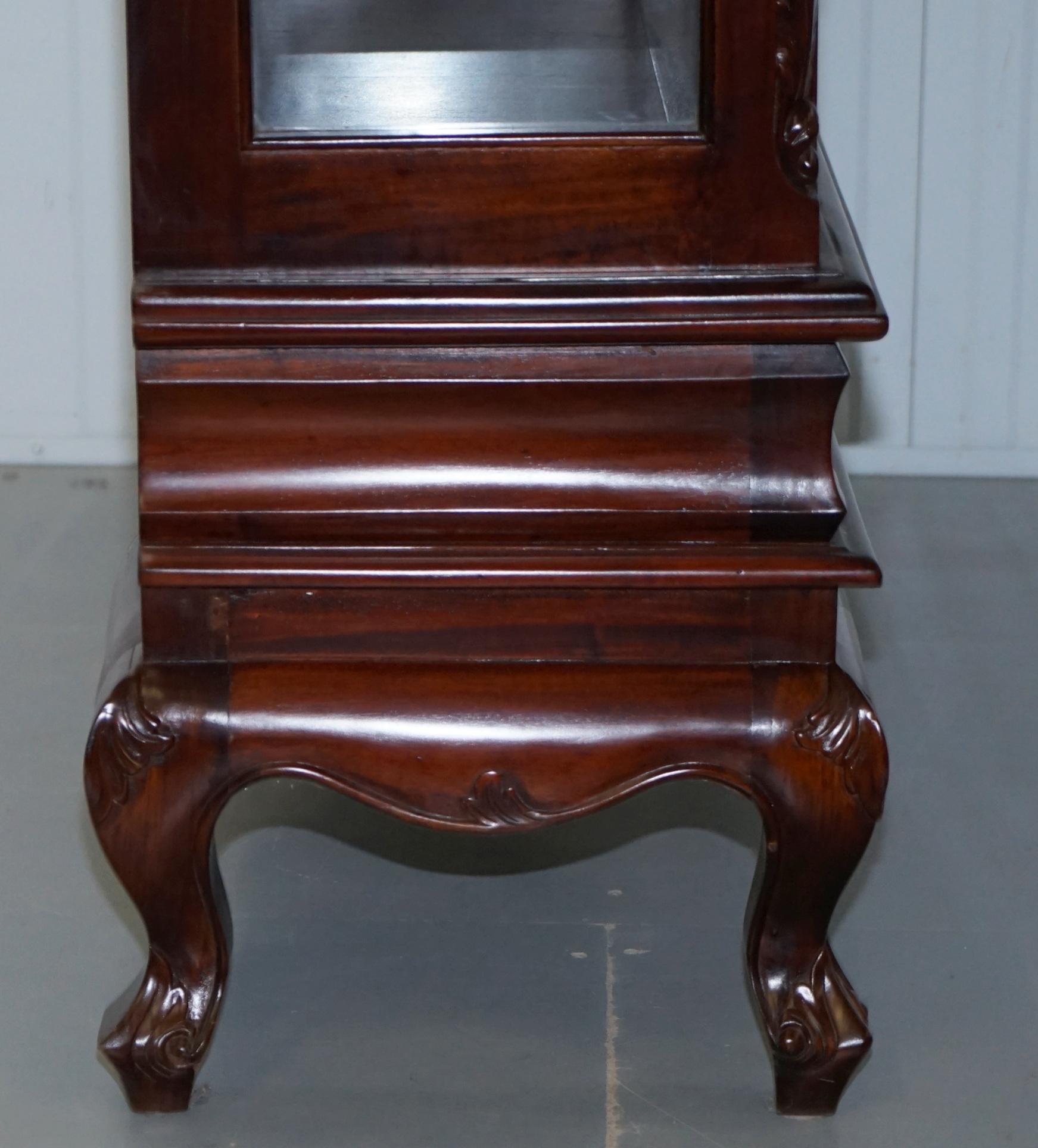 Solid Mahogany with New Glass Shelves Ornately Carved Wood Display Cabinet 10
