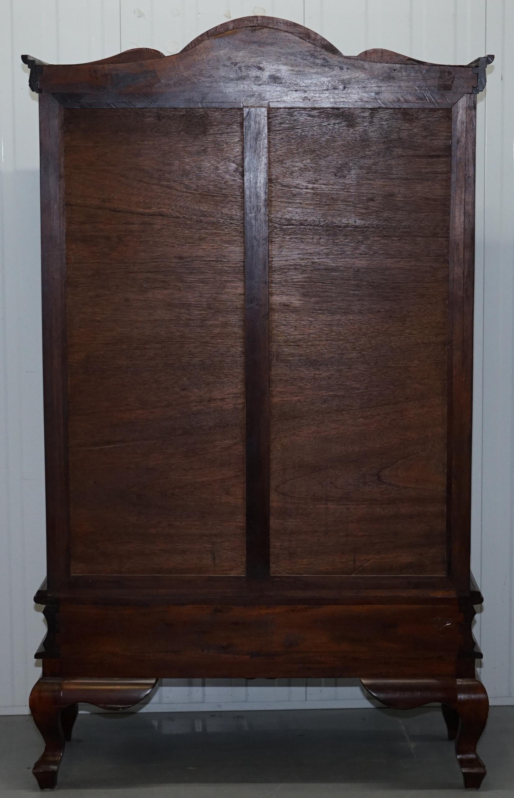 Solid Mahogany with New Glass Shelves Ornately Carved Wood Display Cabinet 11