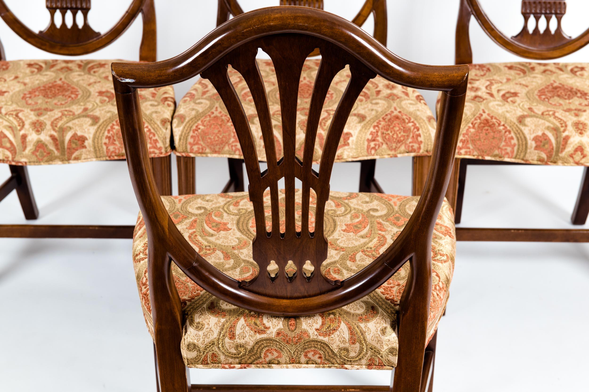 Solid Mahogany Wood Shield Back Dining Chair Set  2