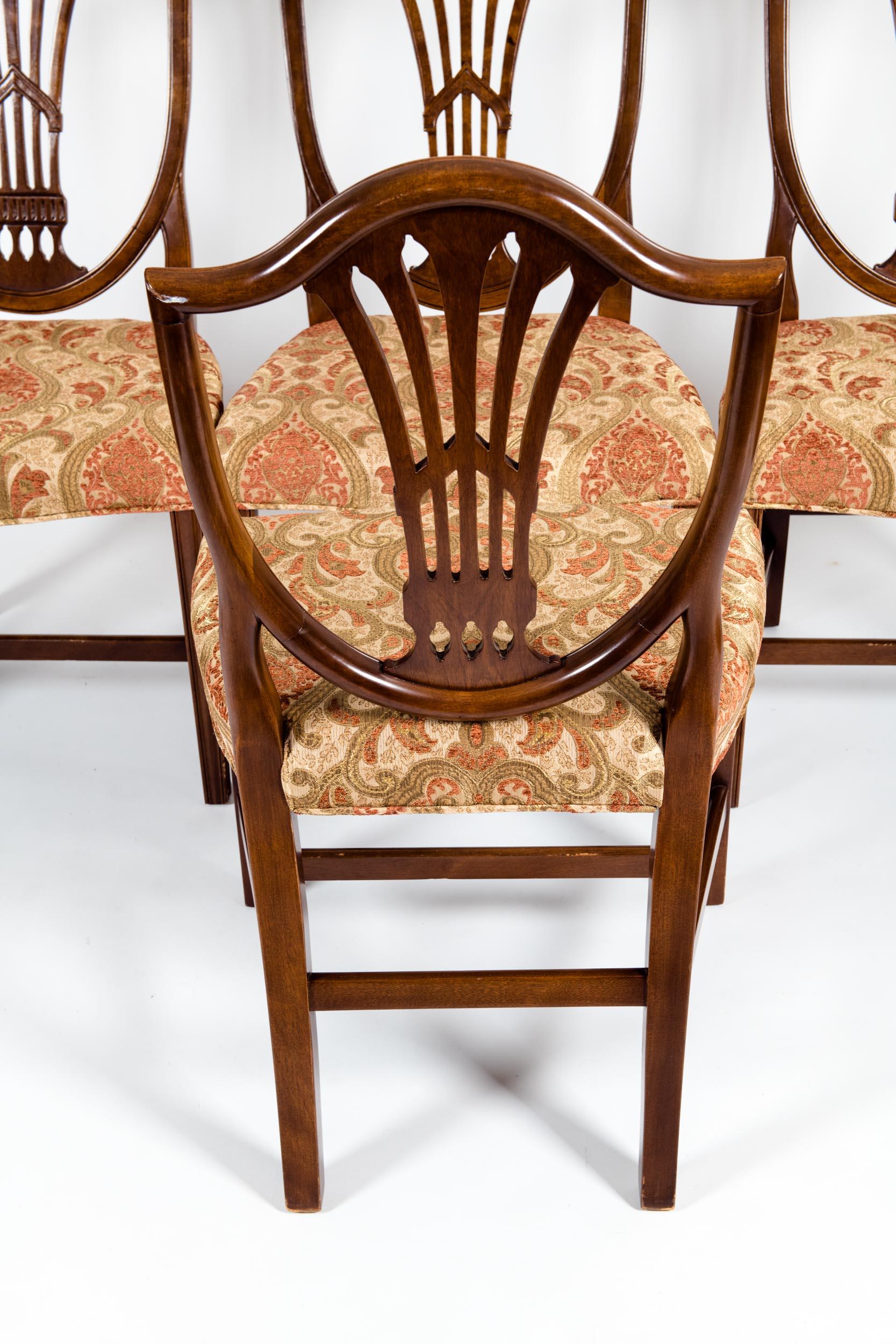 American Solid Mahogany Wood Shield Back Dining Chair Set 