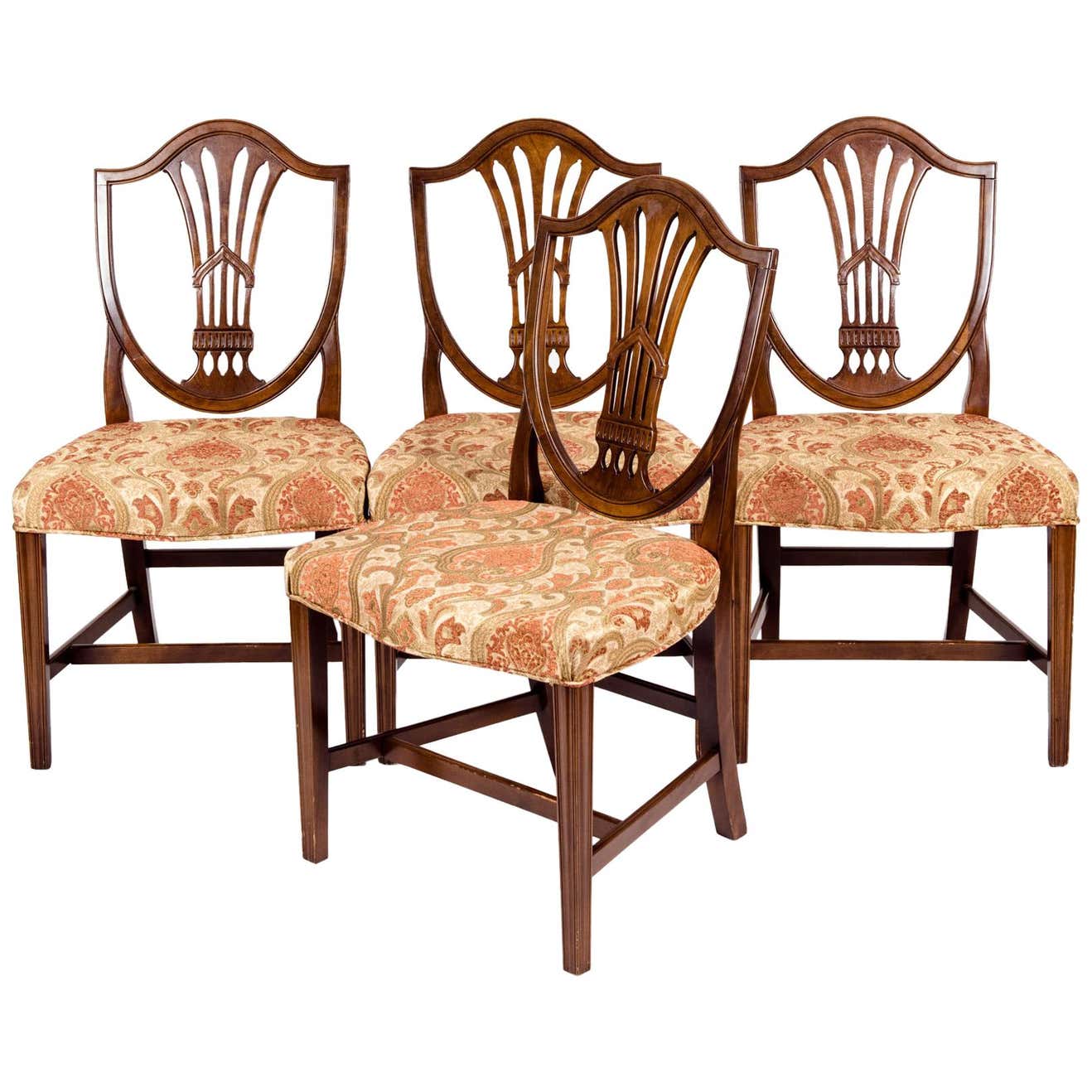 Solid Mahogany Wood Shield Back Dining Chair Set at 1stDibs | shield ...