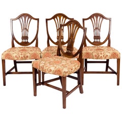 Solid Mahogany Wood Shield Back Dining Chair Set 