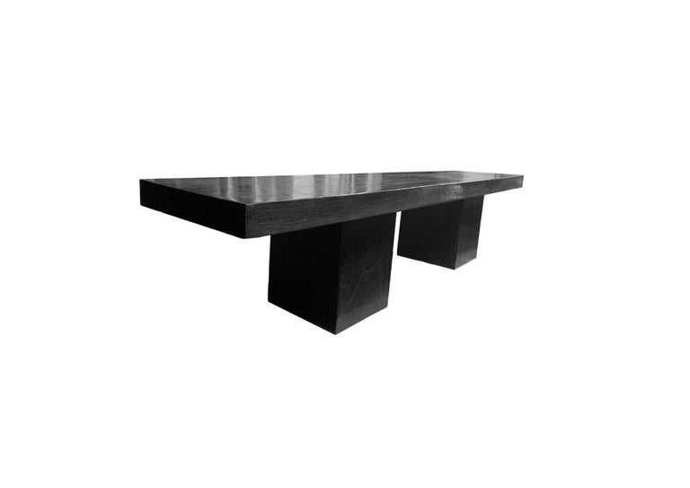 Solid Mango Wood Bench Burnt Finish Modern Organic For Sale at 1stDibs