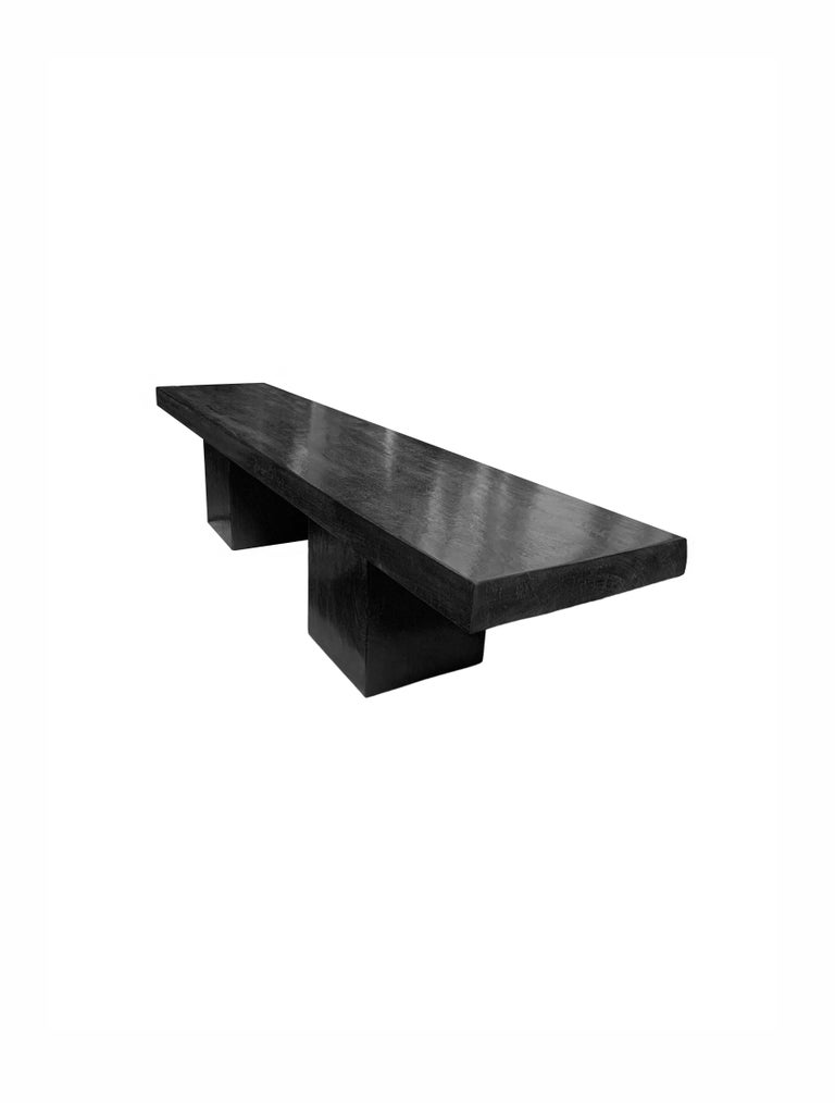 Solid Mango Wood Bench Burnt Finish Modern Organic For Sale at 1stDibs