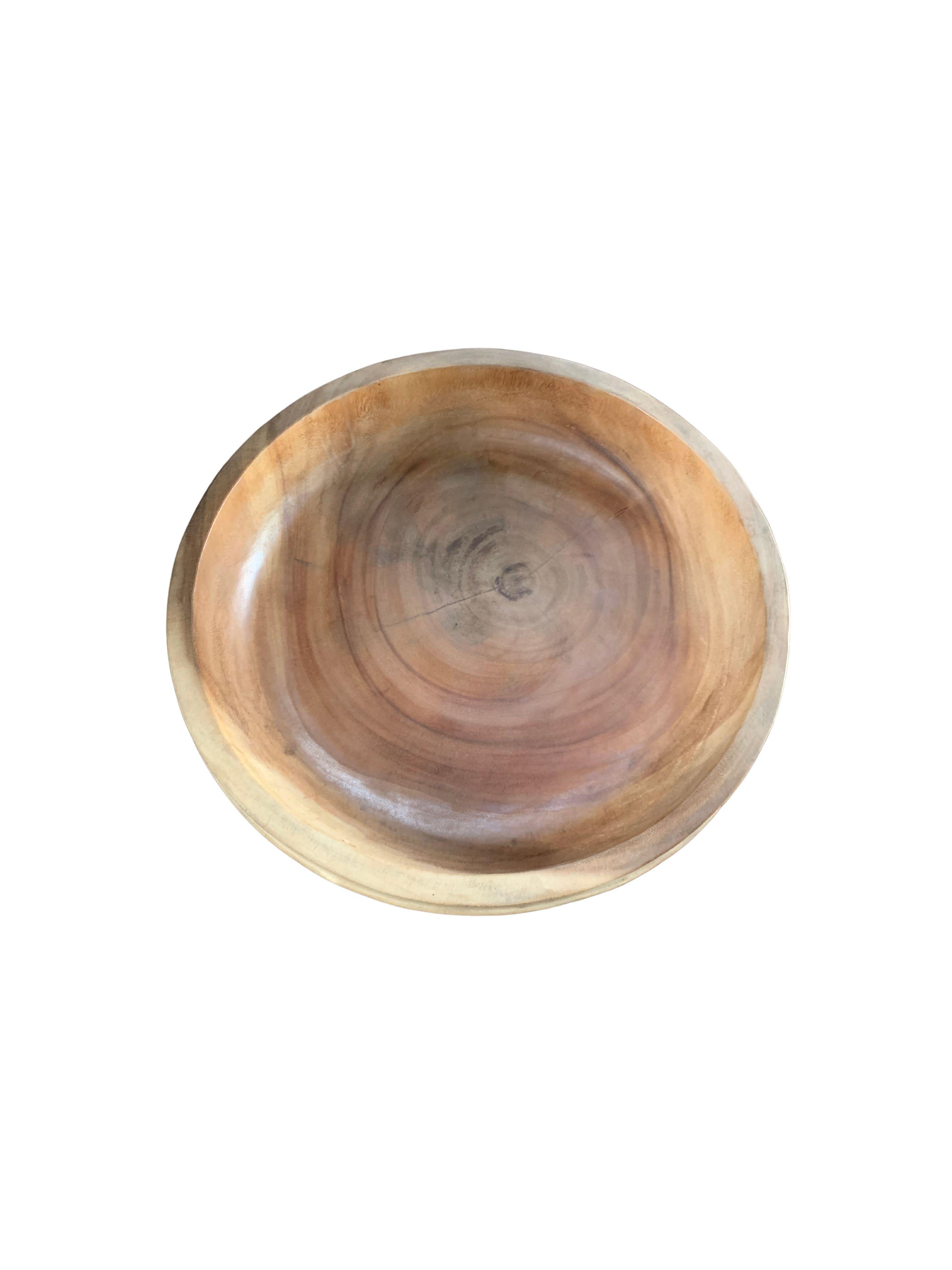 Organic Modern Solid Mango Wood Bowl with Smooth Natural Finish Modern Organic For Sale