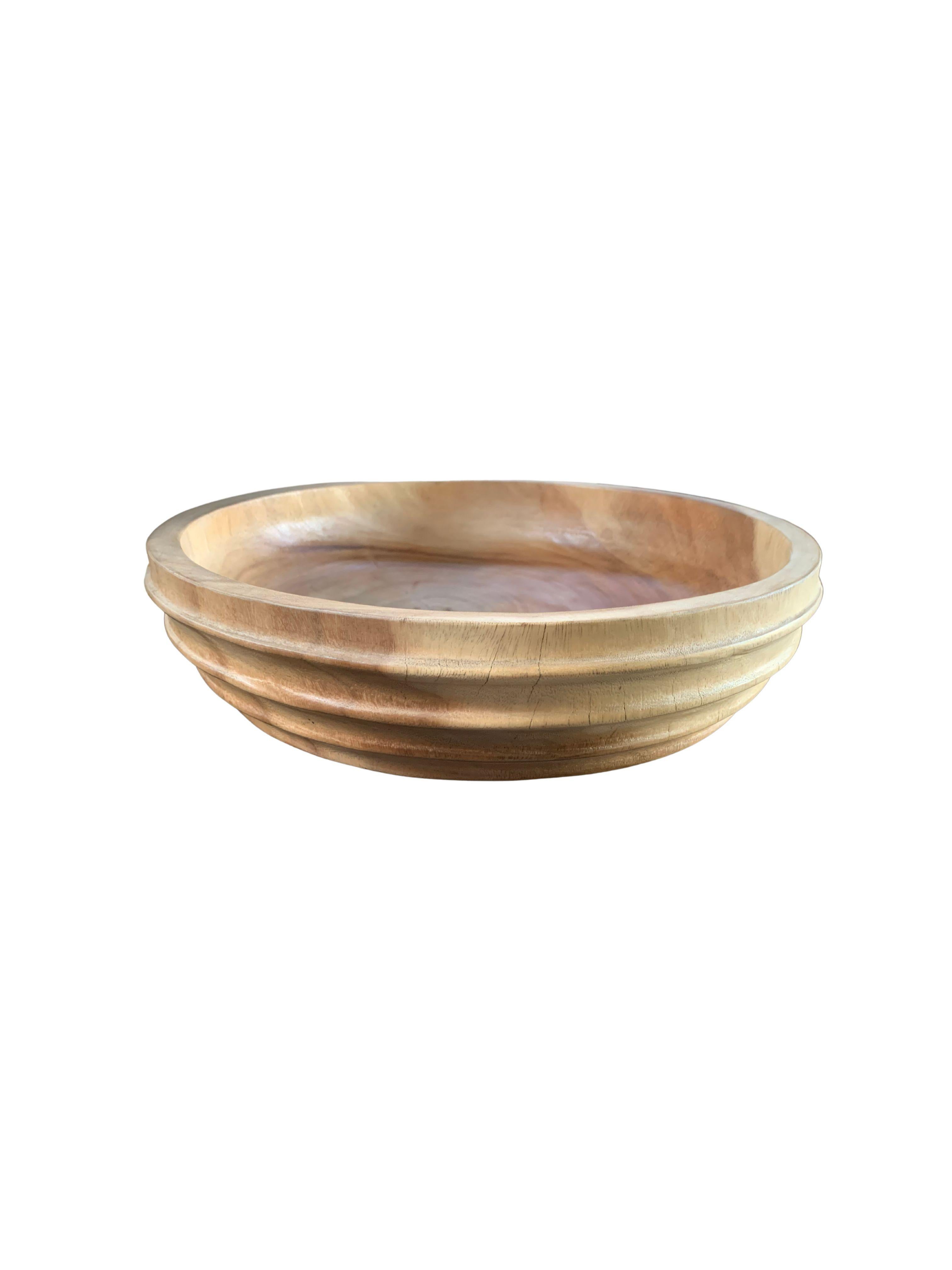 Indonesian Solid Mango Wood Bowl with Smooth Natural Finish Modern Organic For Sale