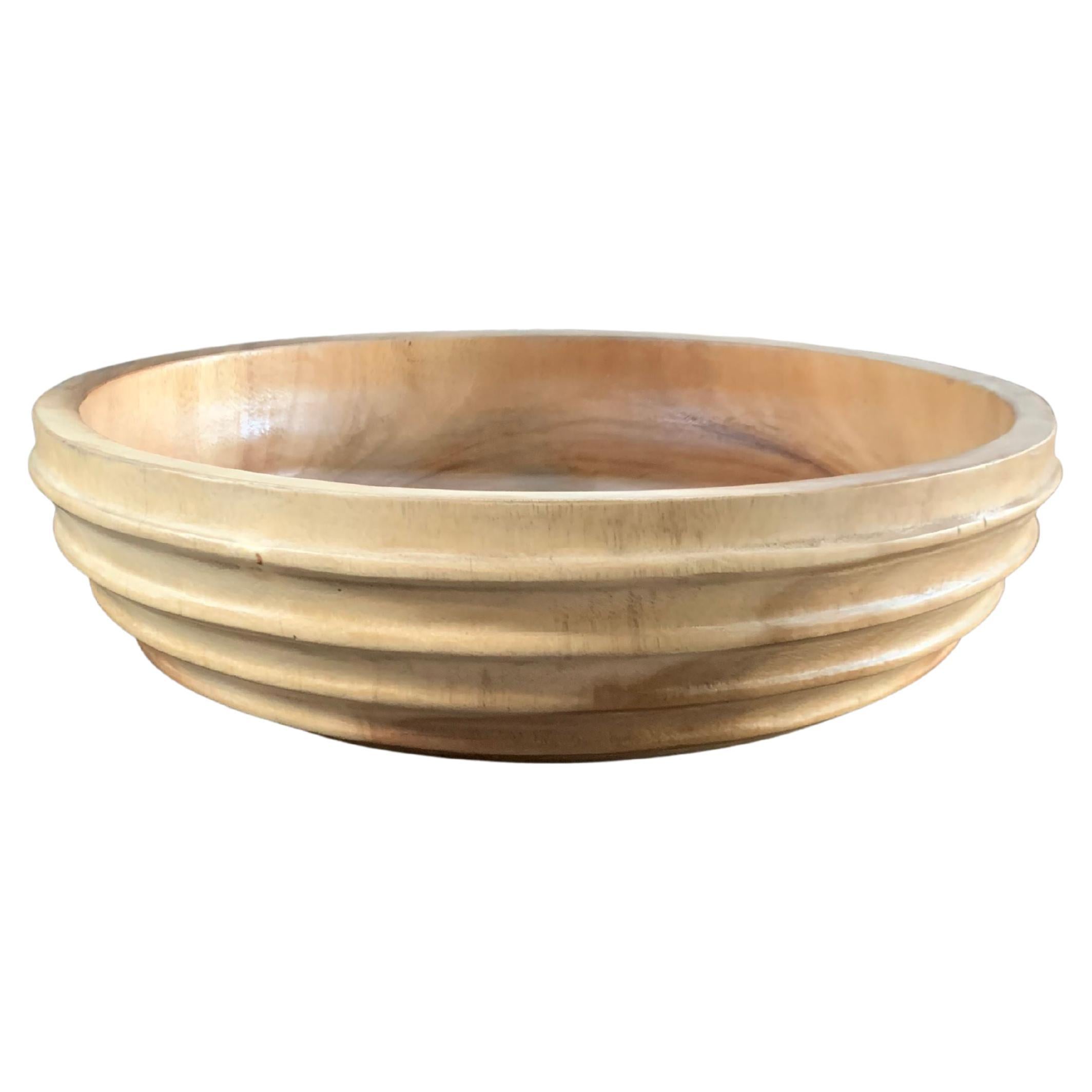 Solid Mango Wood Bowl with Smooth Natural Finish Modern Organic For Sale