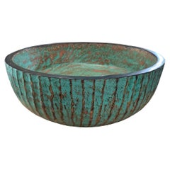 Solid Mango Wood Bowl with Turquoise & Black Finish